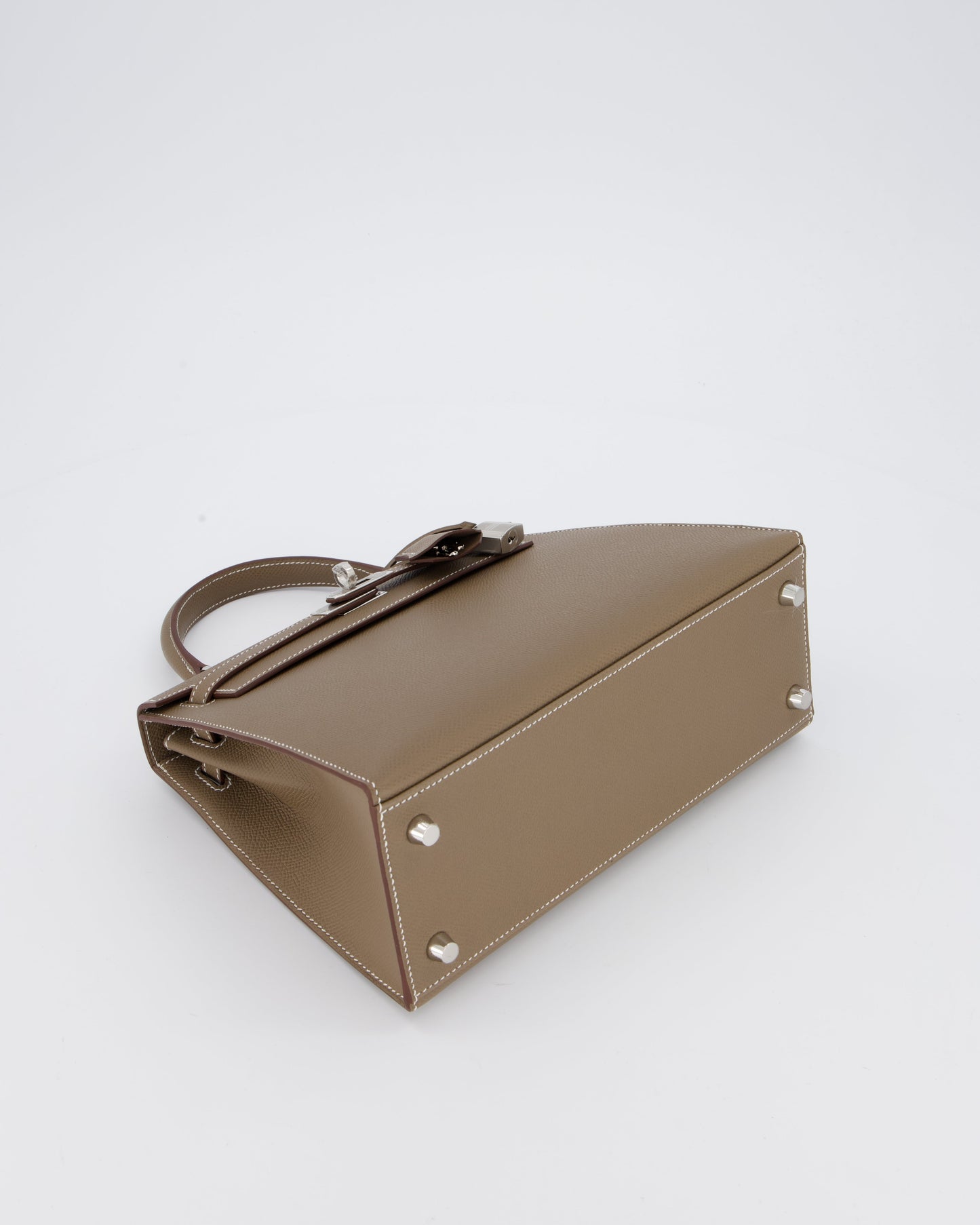 Hermes Kelly 25 Sellier Bag in Etoupe Epsom Leather with Palladium Hardware