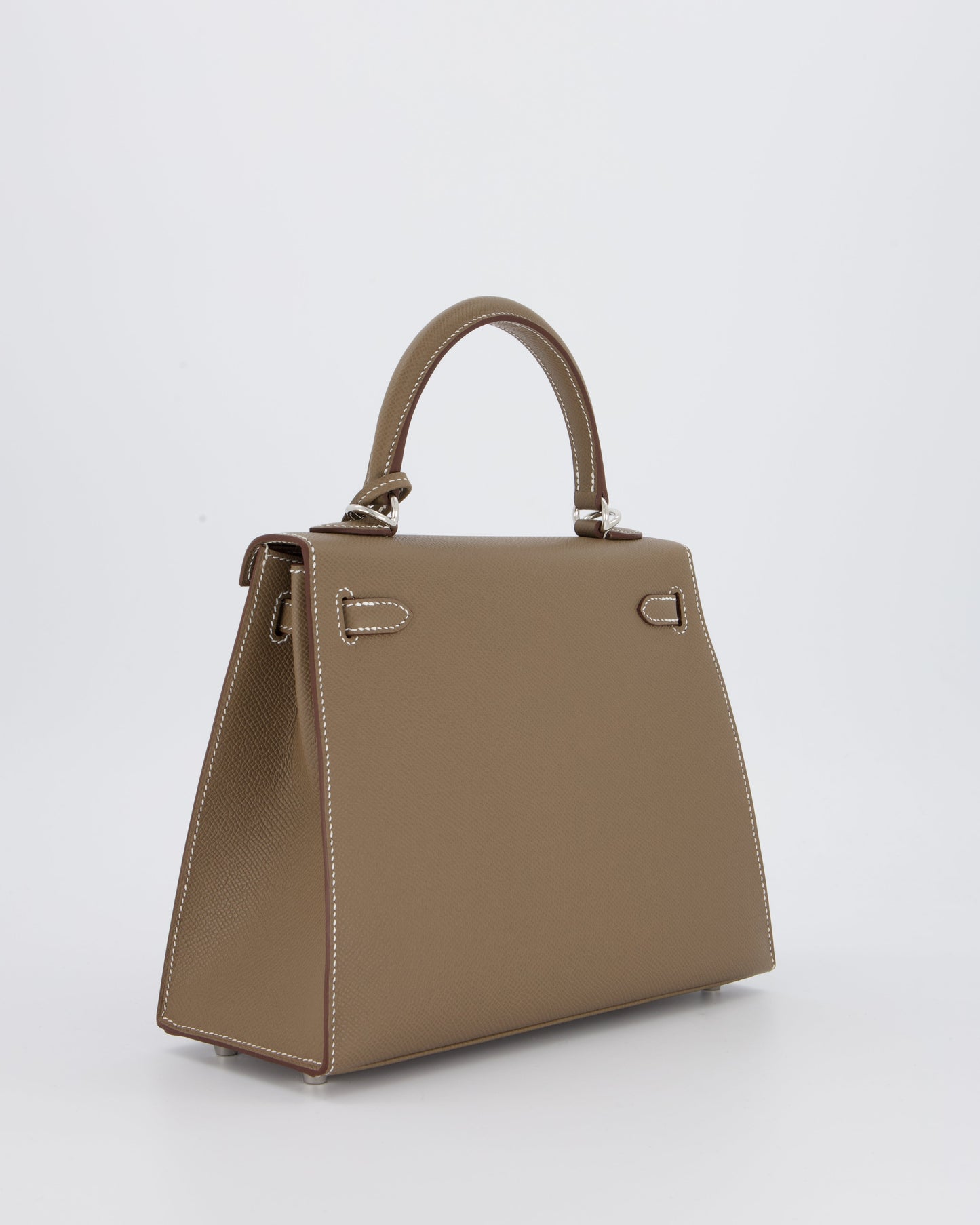 Hermes Kelly 25 Sellier Bag in Etoupe Epsom Leather with Palladium Hardware