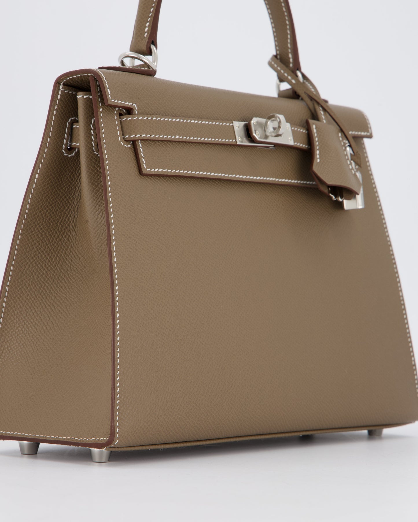 Hermes Kelly 25 Sellier Bag in Etoupe Epsom Leather with Palladium Hardware