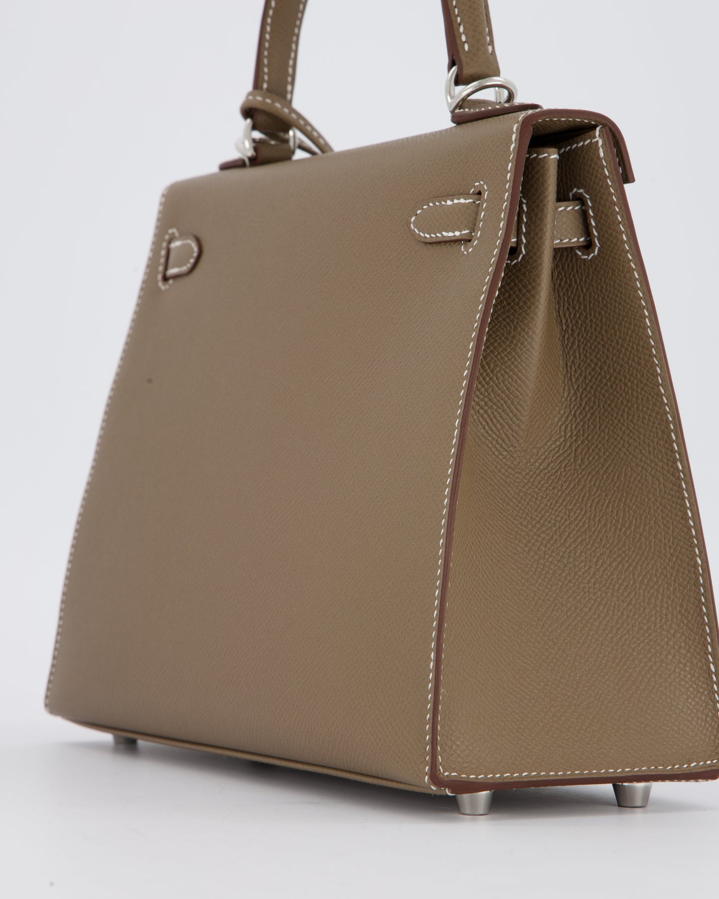 Hermes Kelly 25 Sellier Bag in Etoupe Epsom Leather with Palladium Hardware