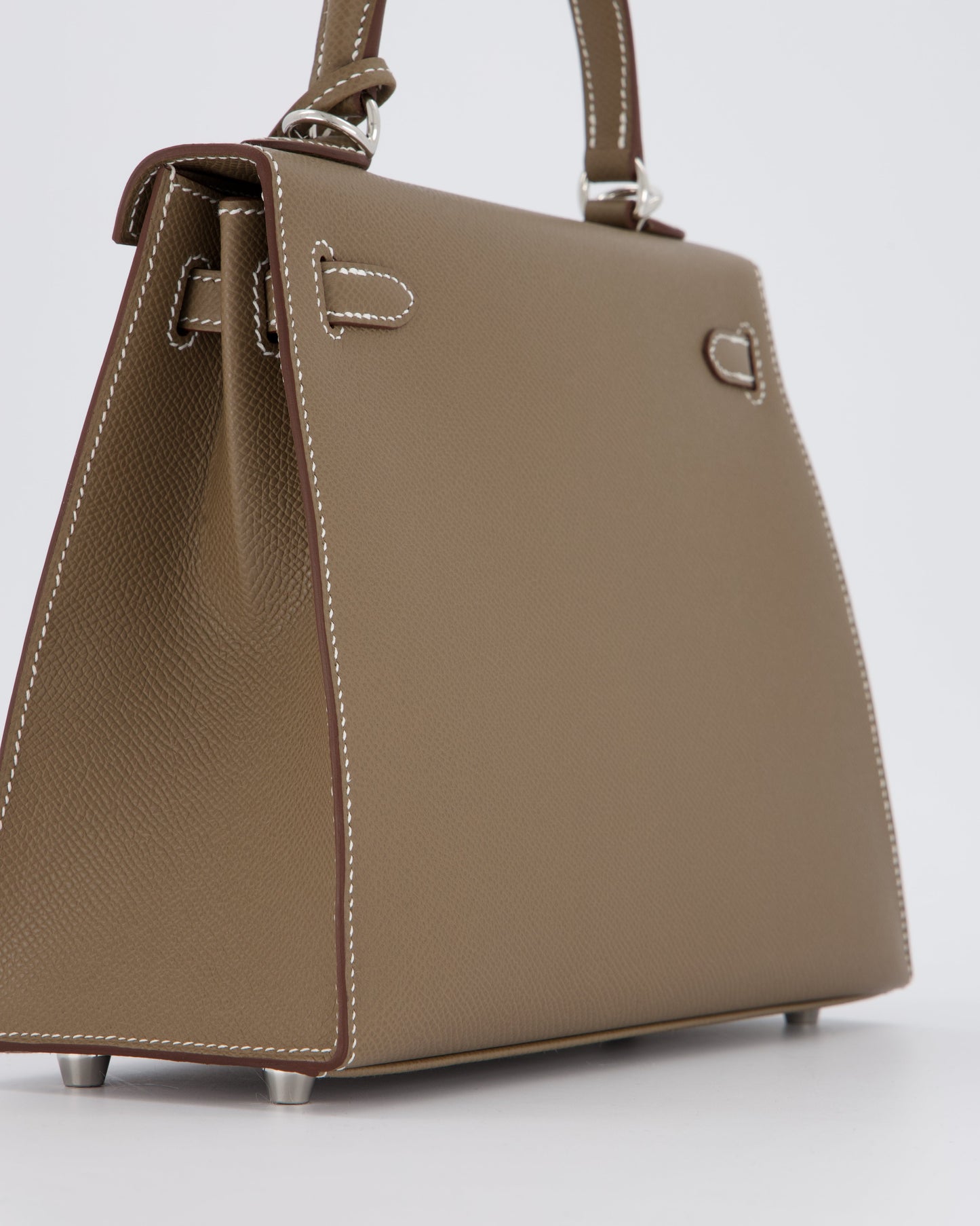 Hermes Kelly 25 Sellier Bag in Etoupe Epsom Leather with Palladium Hardware