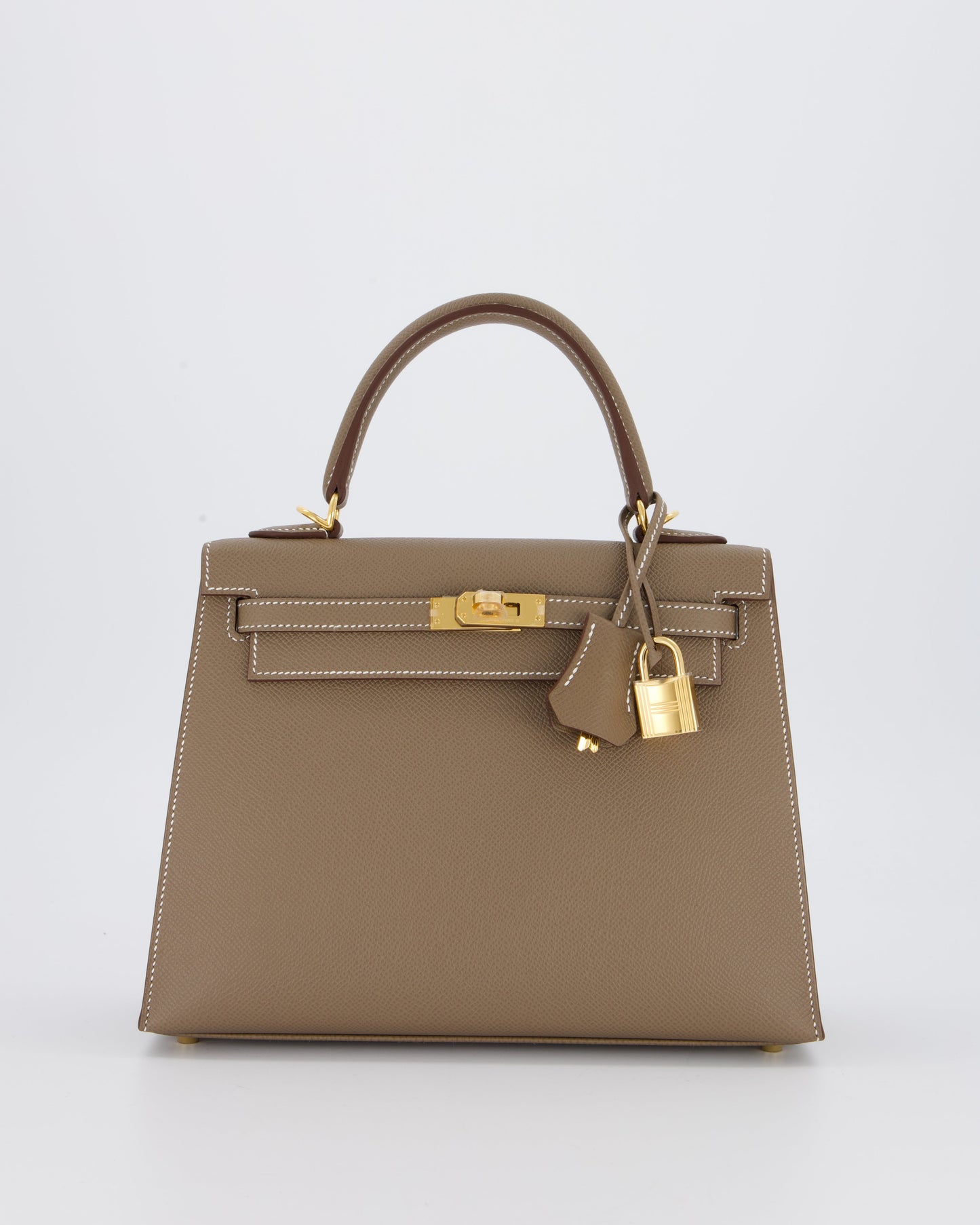Hermes Kelly 25 Sellier in Etoupe Epsom Leather with Gold Hardware