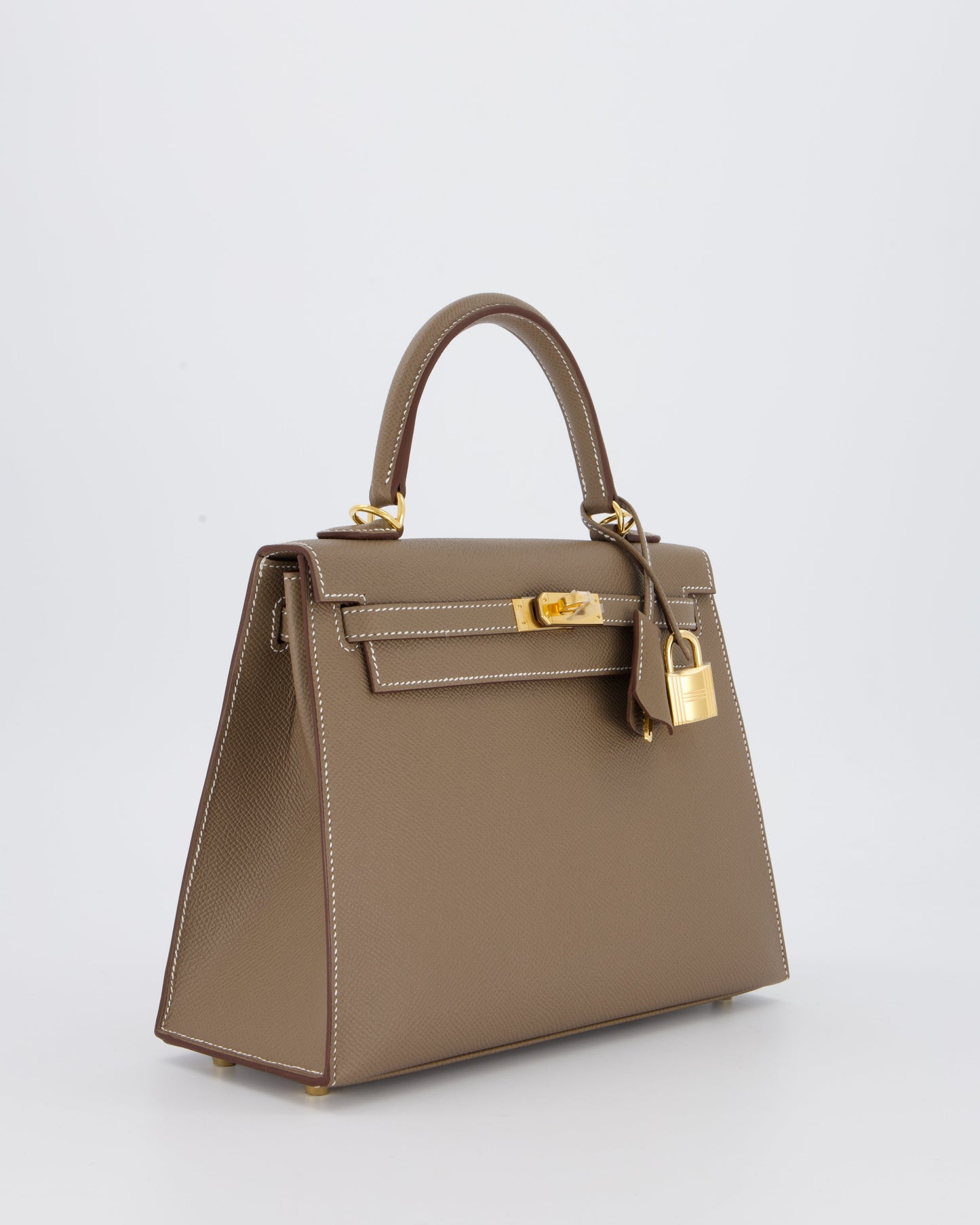 Hermes Kelly 25 Sellier in Etoupe Epsom Leather with Gold Hardware