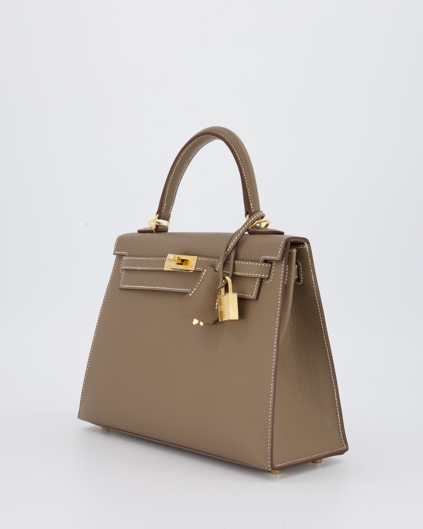 Hermes Kelly 25 Sellier in Etoupe Epsom Leather with Gold Hardware