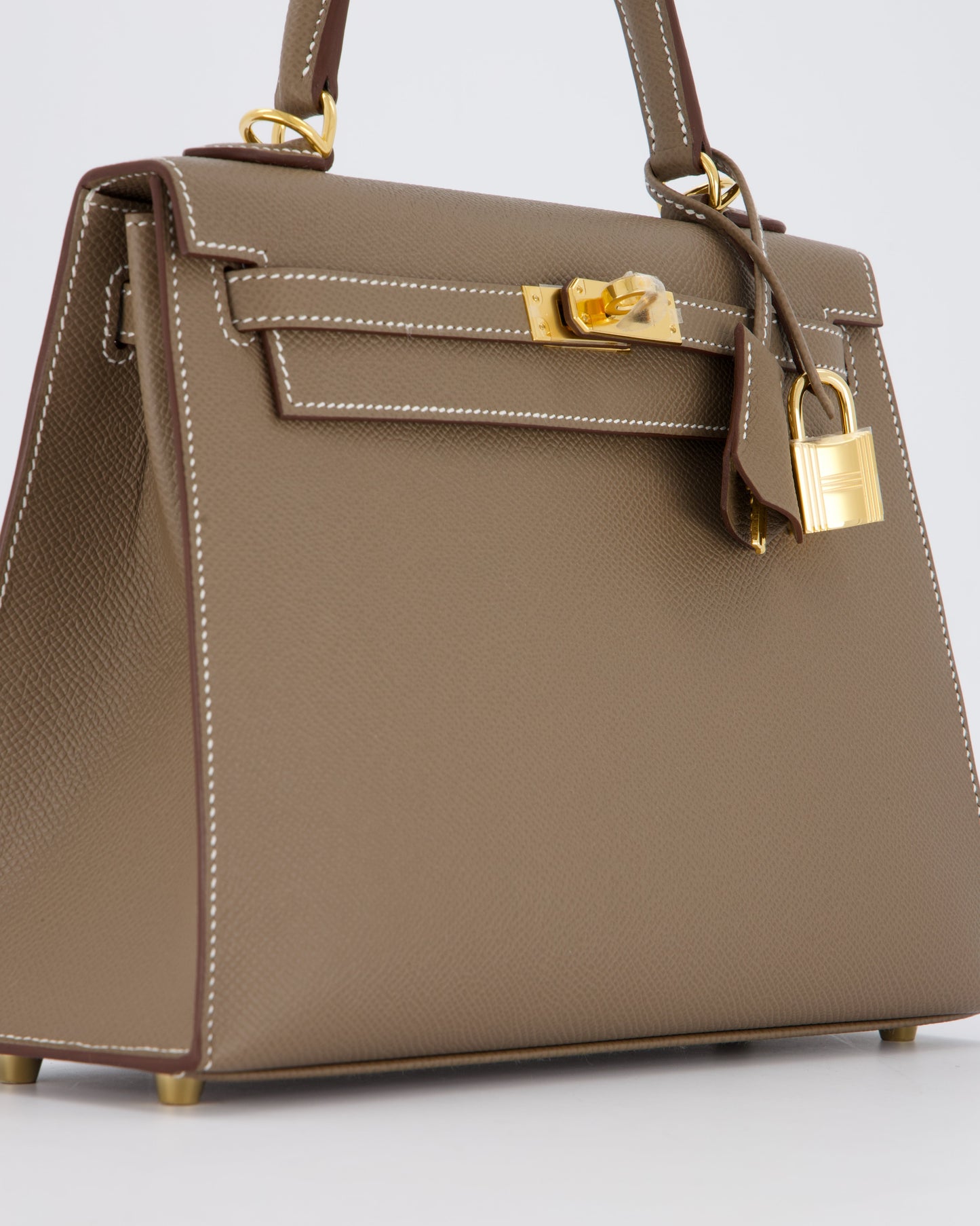 Hermes Kelly 25 Sellier in Etoupe Epsom Leather with Gold Hardware