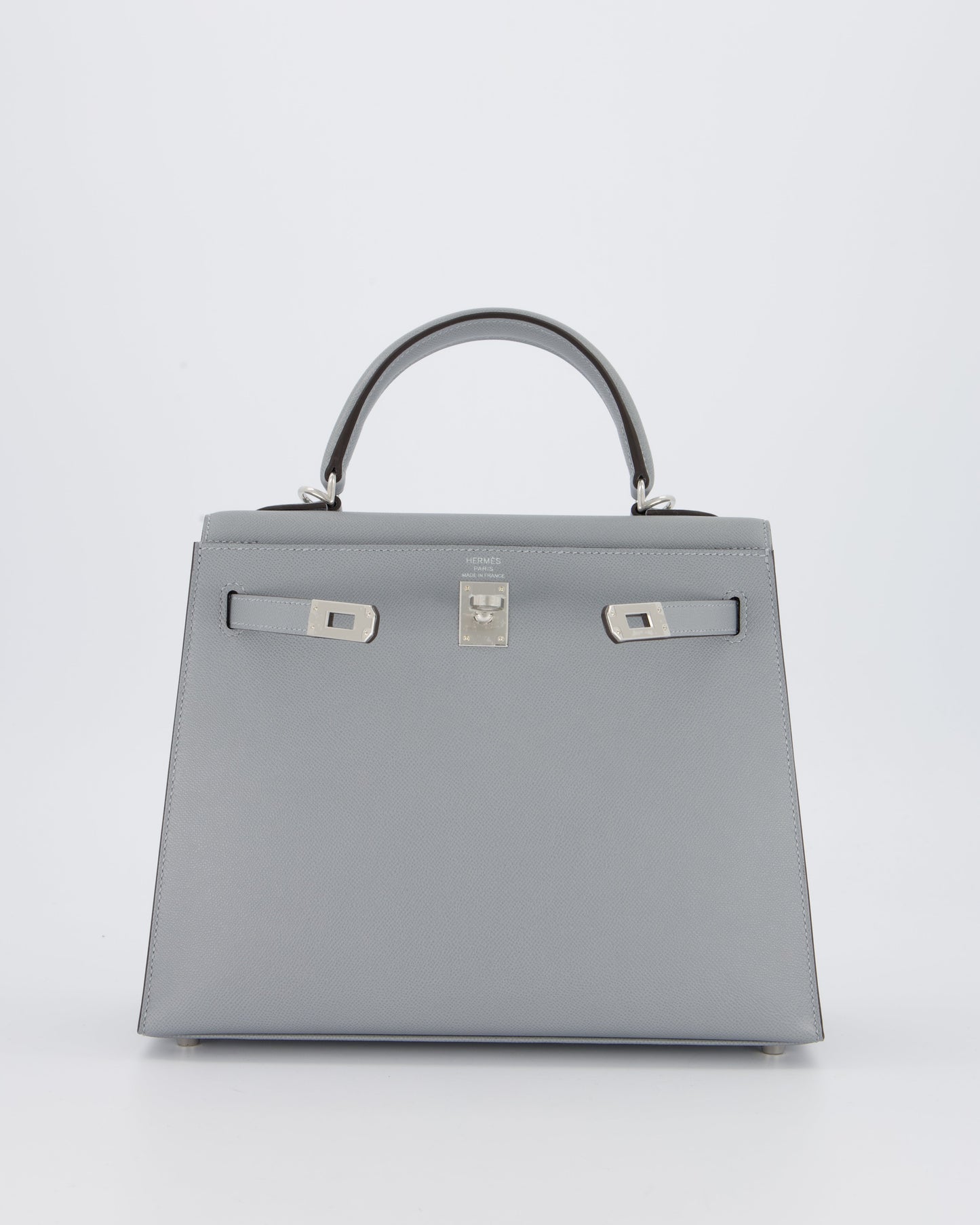 Hermes Kelly 25 Sellier Bag in Gris Pantin Epsom Leather with Palladium Hardware
