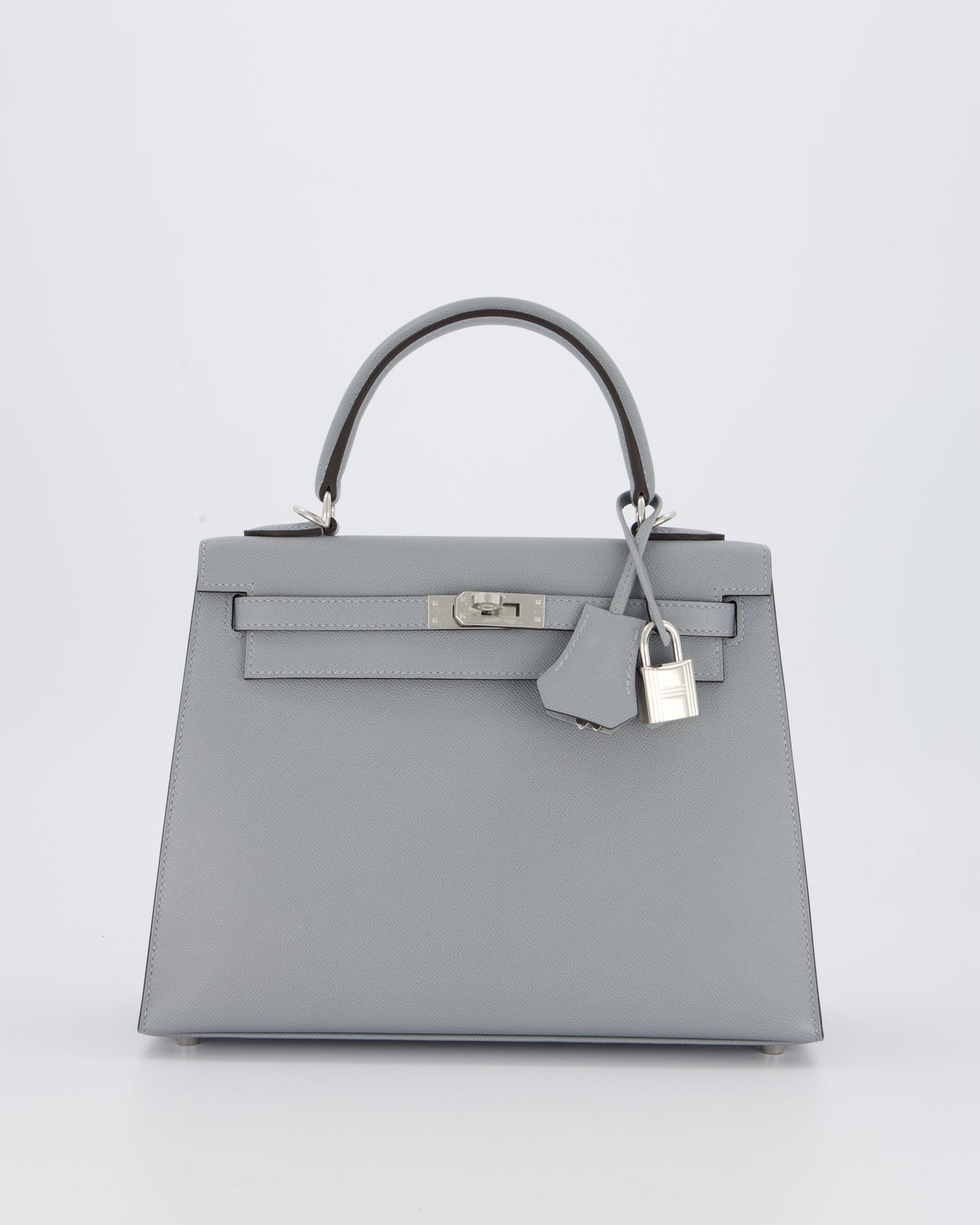 Hermes Kelly 25 Sellier Bag in Gris Pantin Epsom Leather with Palladium Hardware