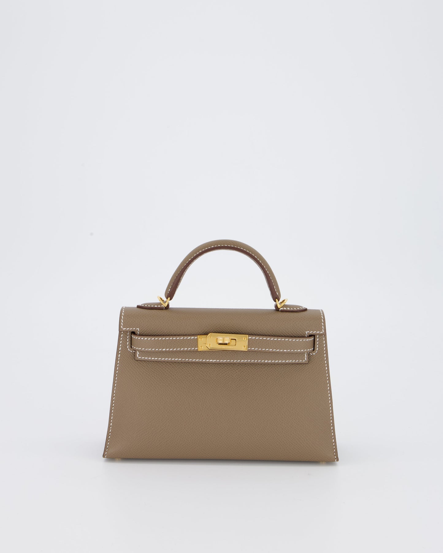 *HOT* Hermes Mini Kelly II 20 Bag in Etoupe Epsom Leather with Gold Hardware