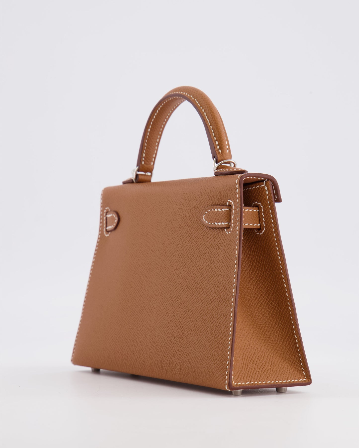 Hermes Mini Kelly II 20 Bag in Gold Epsom Leather with Palladium Hardware