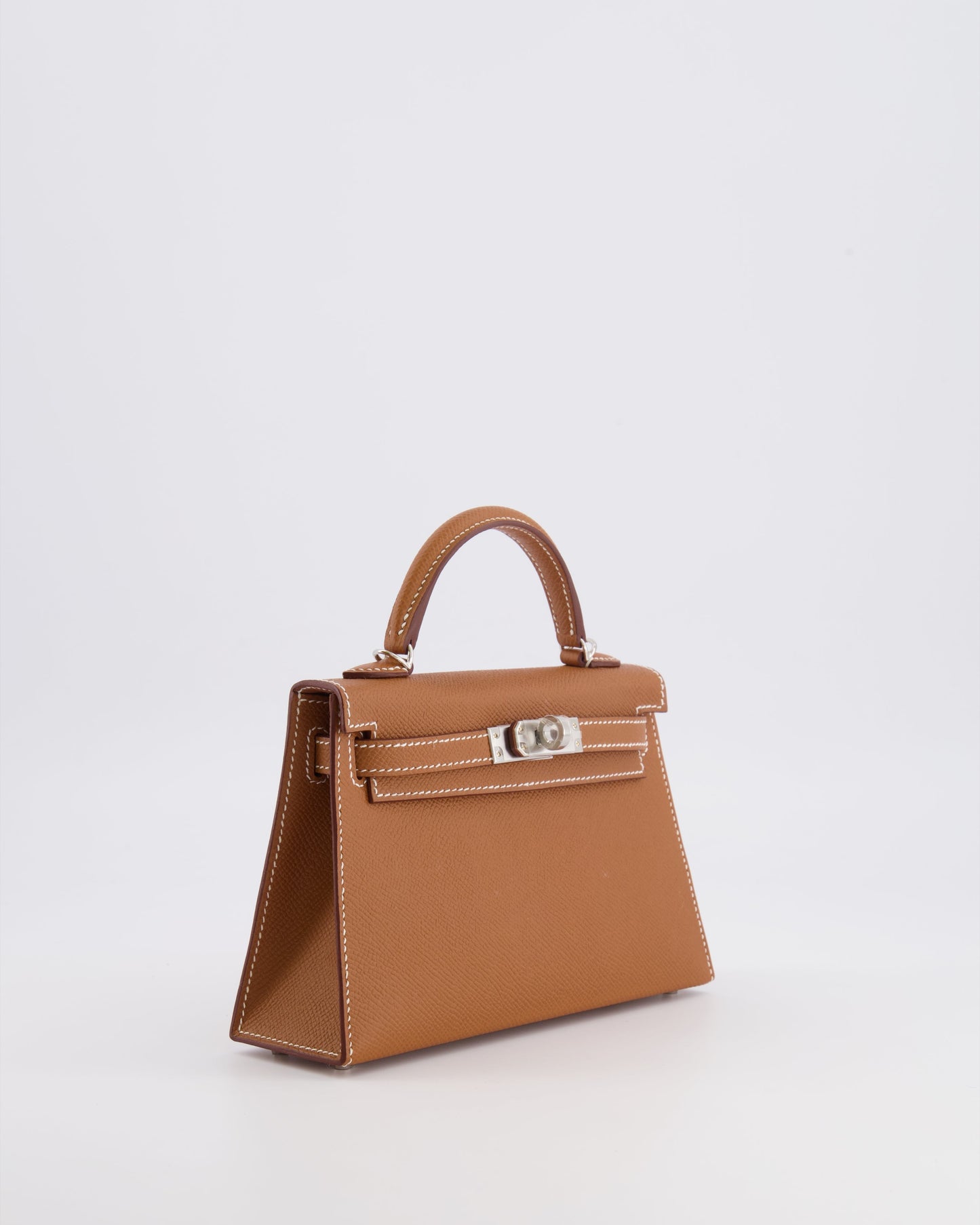 Hermes Mini Kelly II 20 Bag in Gold Epsom Leather with Palladium Hardware