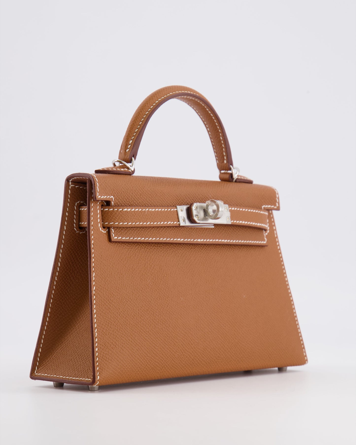 Hermes Mini Kelly II 20 Bag in Gold Epsom Leather with Palladium Hardware