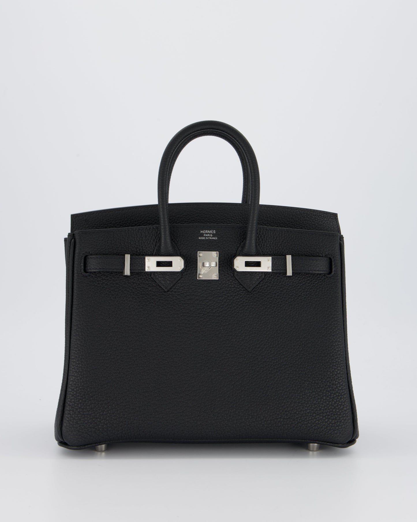 *VERY RARE* Hermes Birkin 25 Retourne Bag in Noir Togo Leather with Palladium Hardware