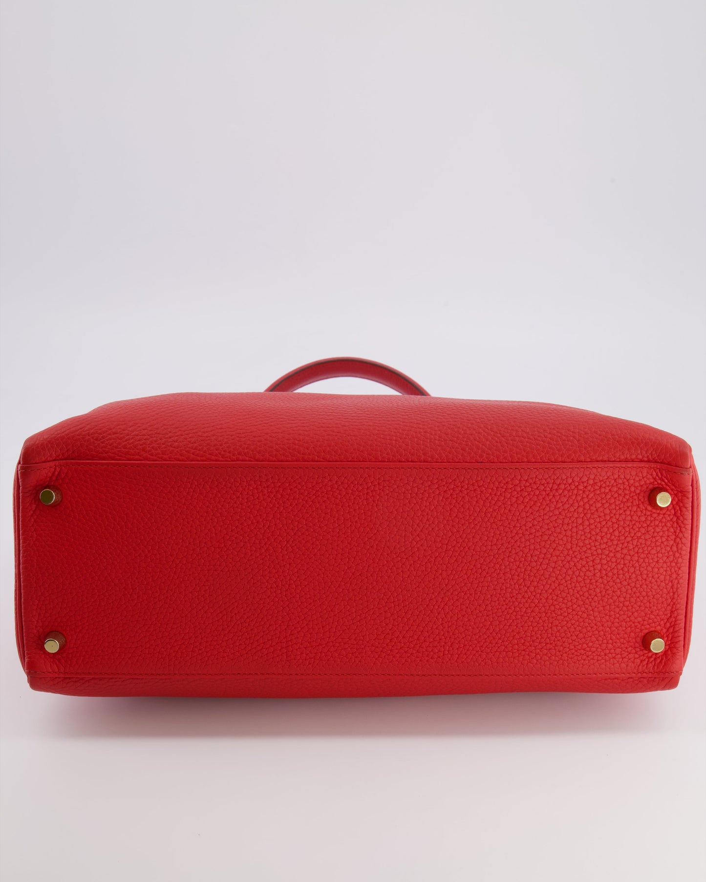 Hermes Kelly 35 Retourne Bag in Rouge Casaque Clemence Leather with Gold Hardware