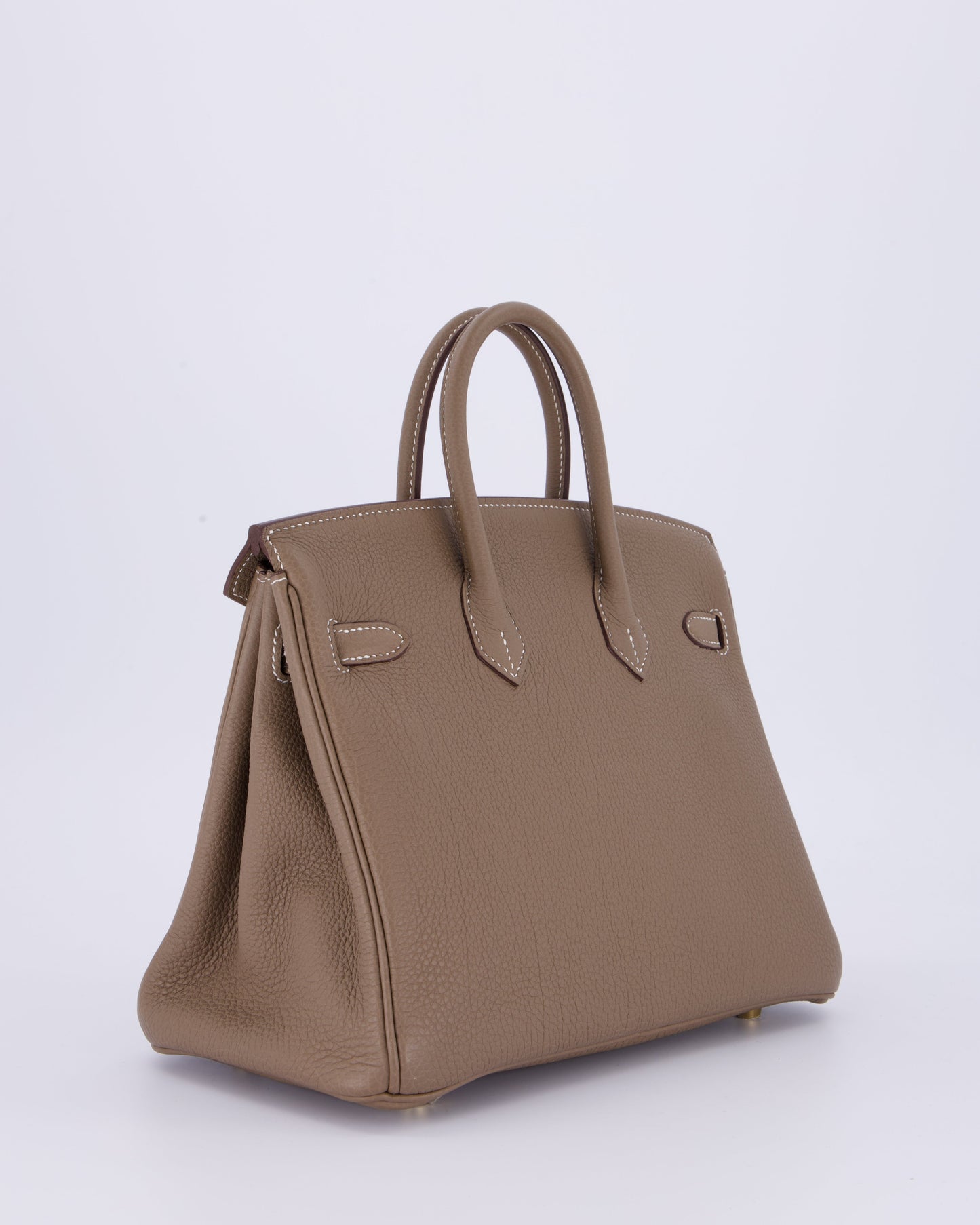 Hermes Birkin 25 Retourne Bag in Etoupe Togo Leather with Gold Hardware