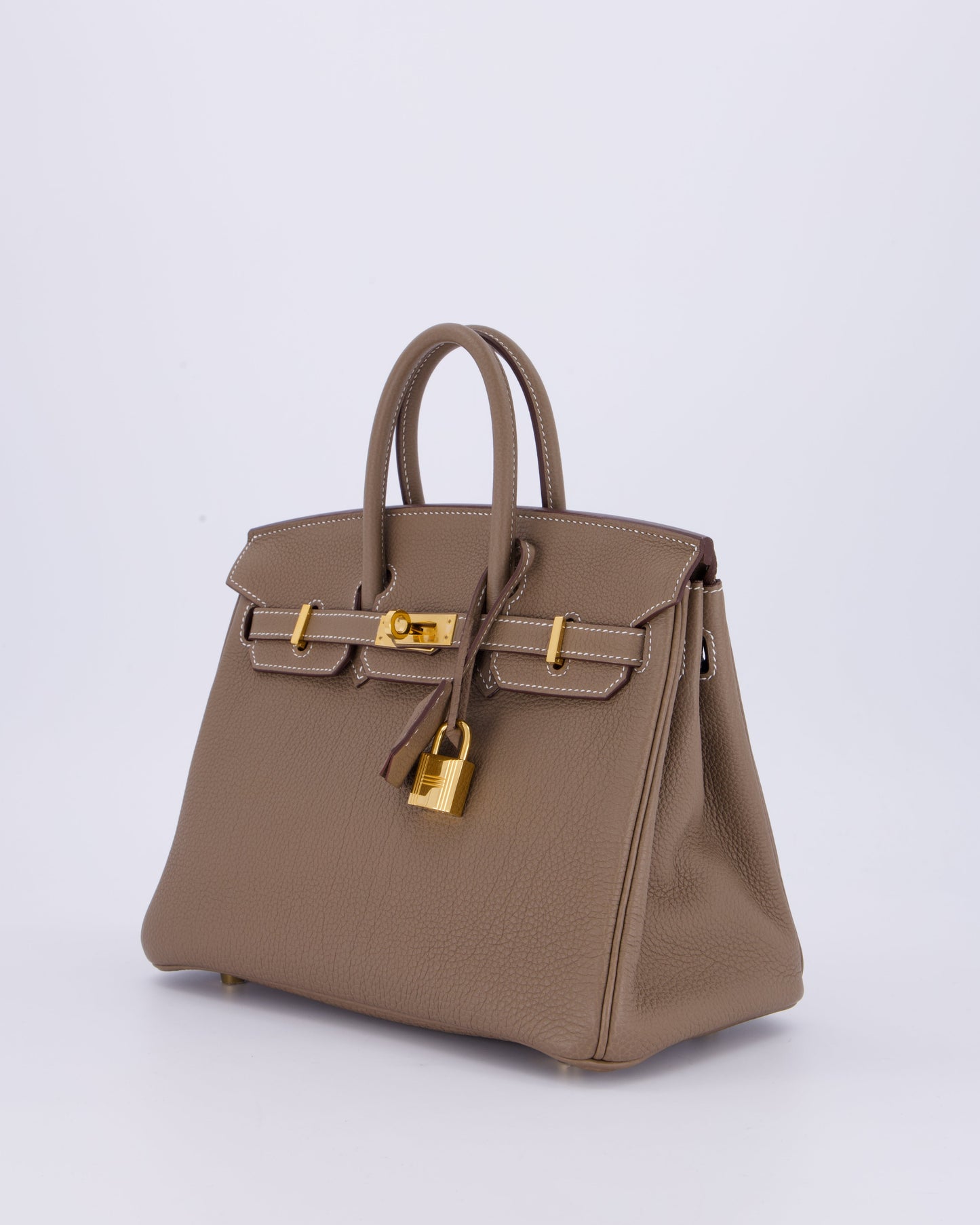 Hermes Birkin 25 Retourne Bag in Etoupe Togo Leather with Gold Hardware