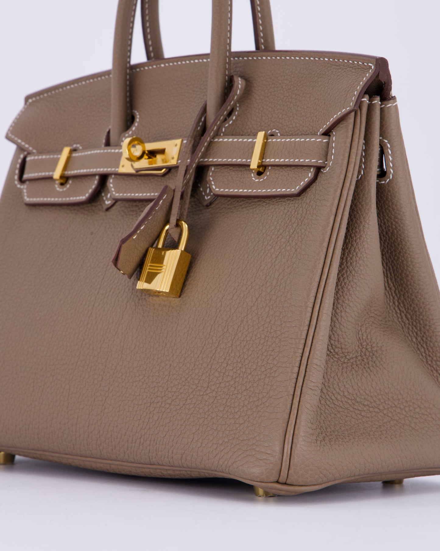 Hermes Birkin 25 Retourne Bag in Etoupe Togo Leather with Gold Hardware