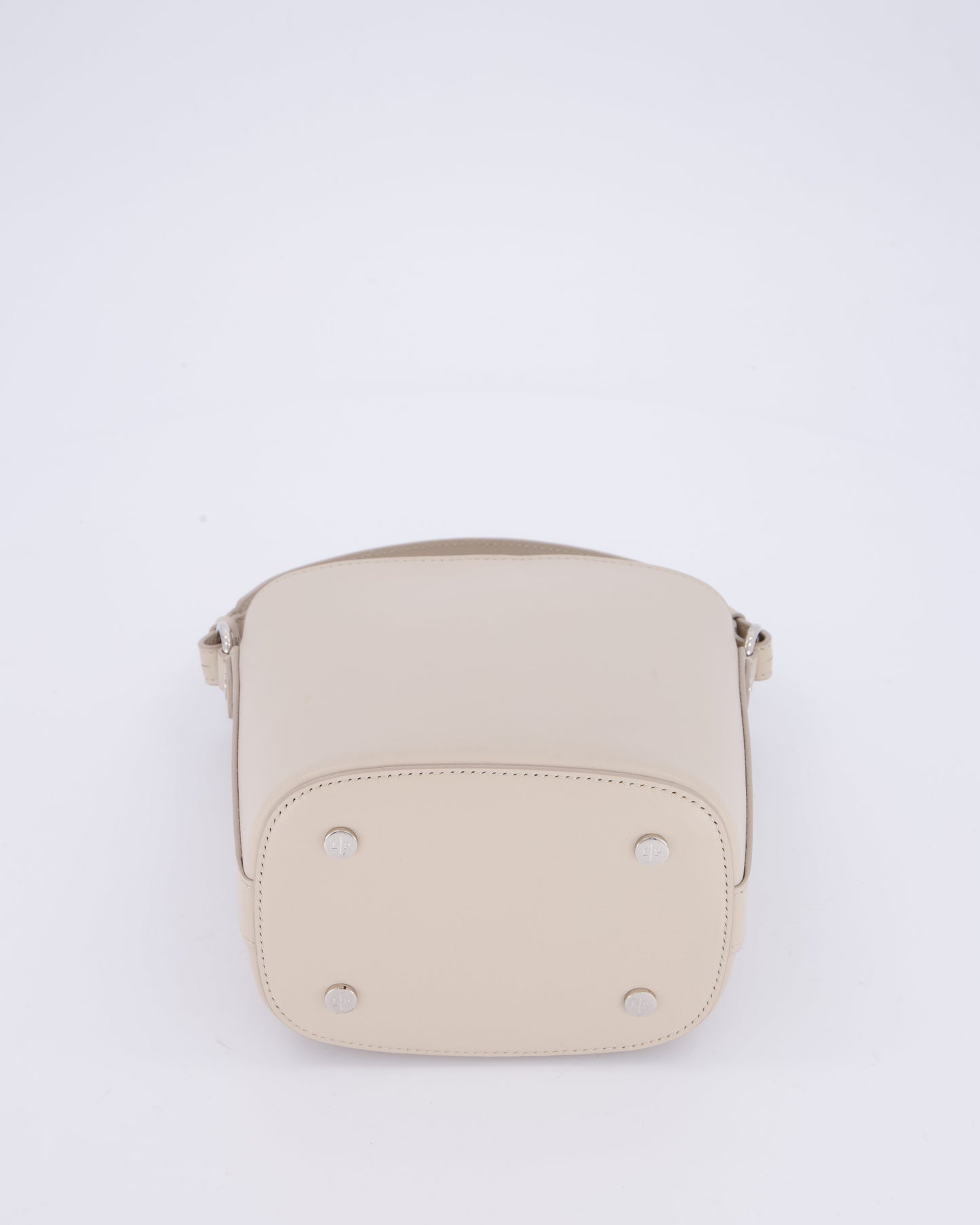 Loro Piana Beige Crossbody Bucket Bag In Calfskin Leather With Silver Hardware