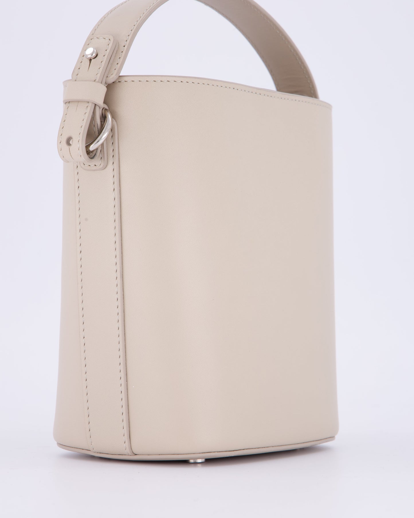 Loro Piana Beige Crossbody Bucket Bag In Calfskin Leather With Silver Hardware