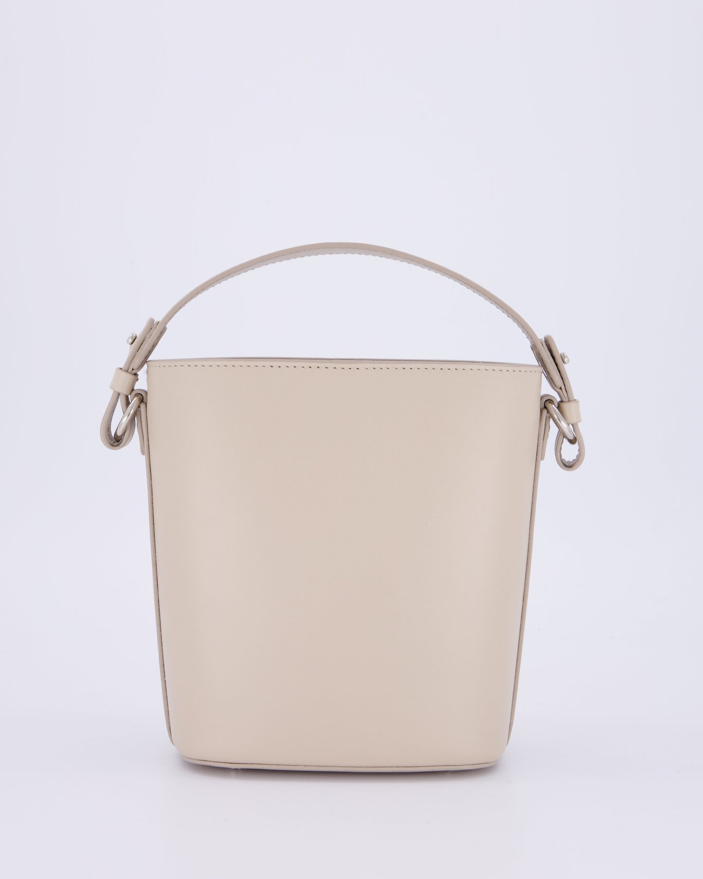 Loro Piana Beige Crossbody Bucket Bag In Calfskin Leather With Silver Hardware