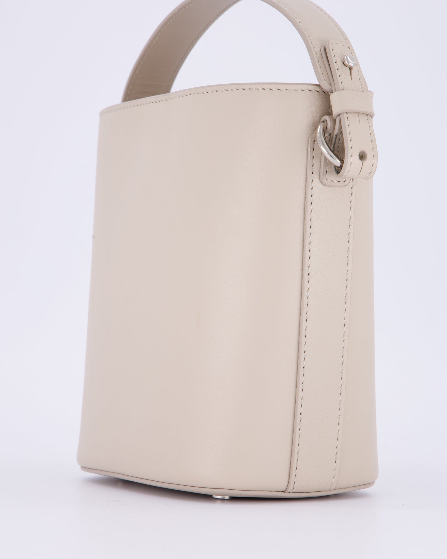 Loro Piana Beige Crossbody Bucket Bag In Calfskin Leather With Silver Hardware