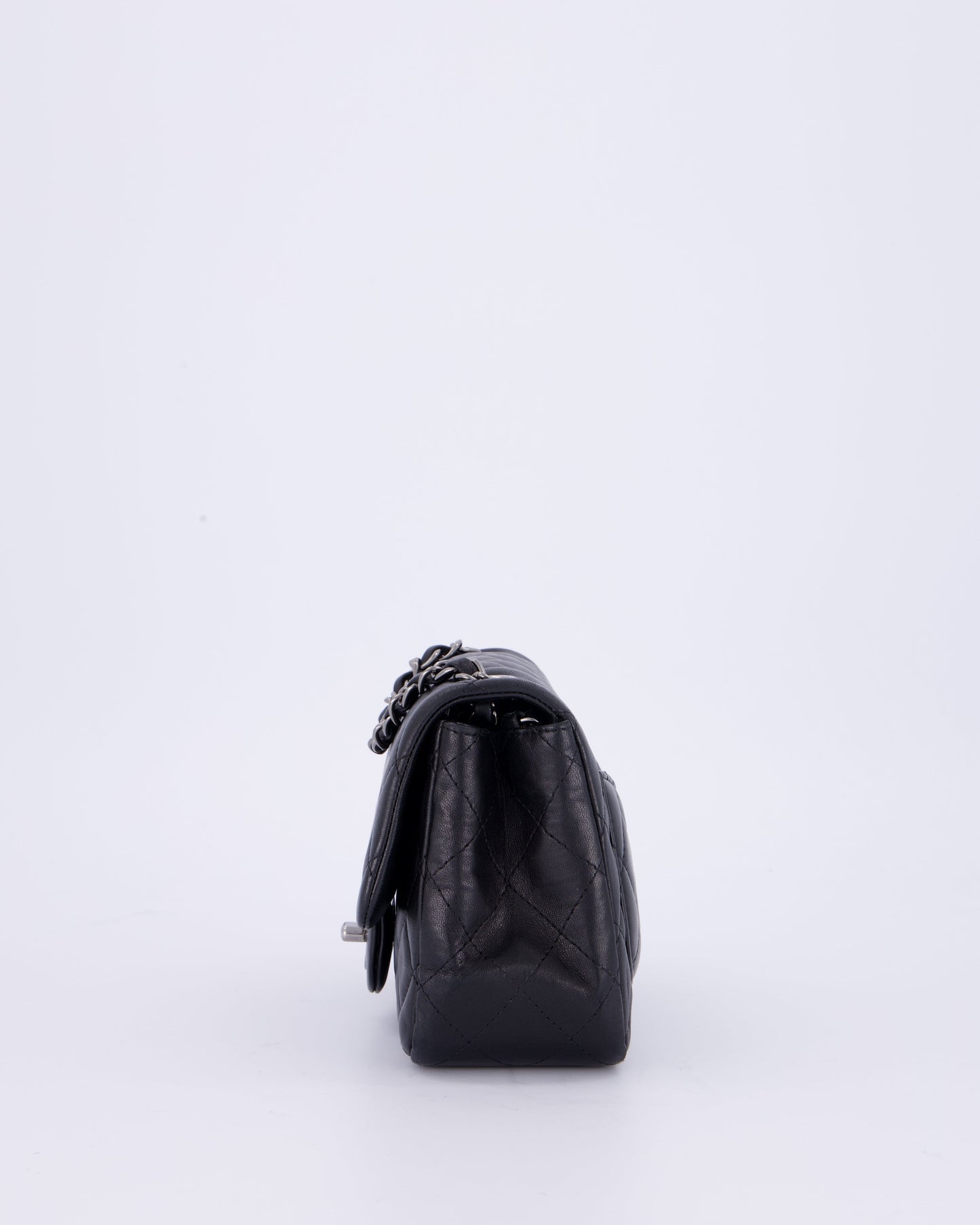 Chanel Black Mini Square Classic Flap Bag in Quilted Lambskin Leather with Ruthenium Hardware
