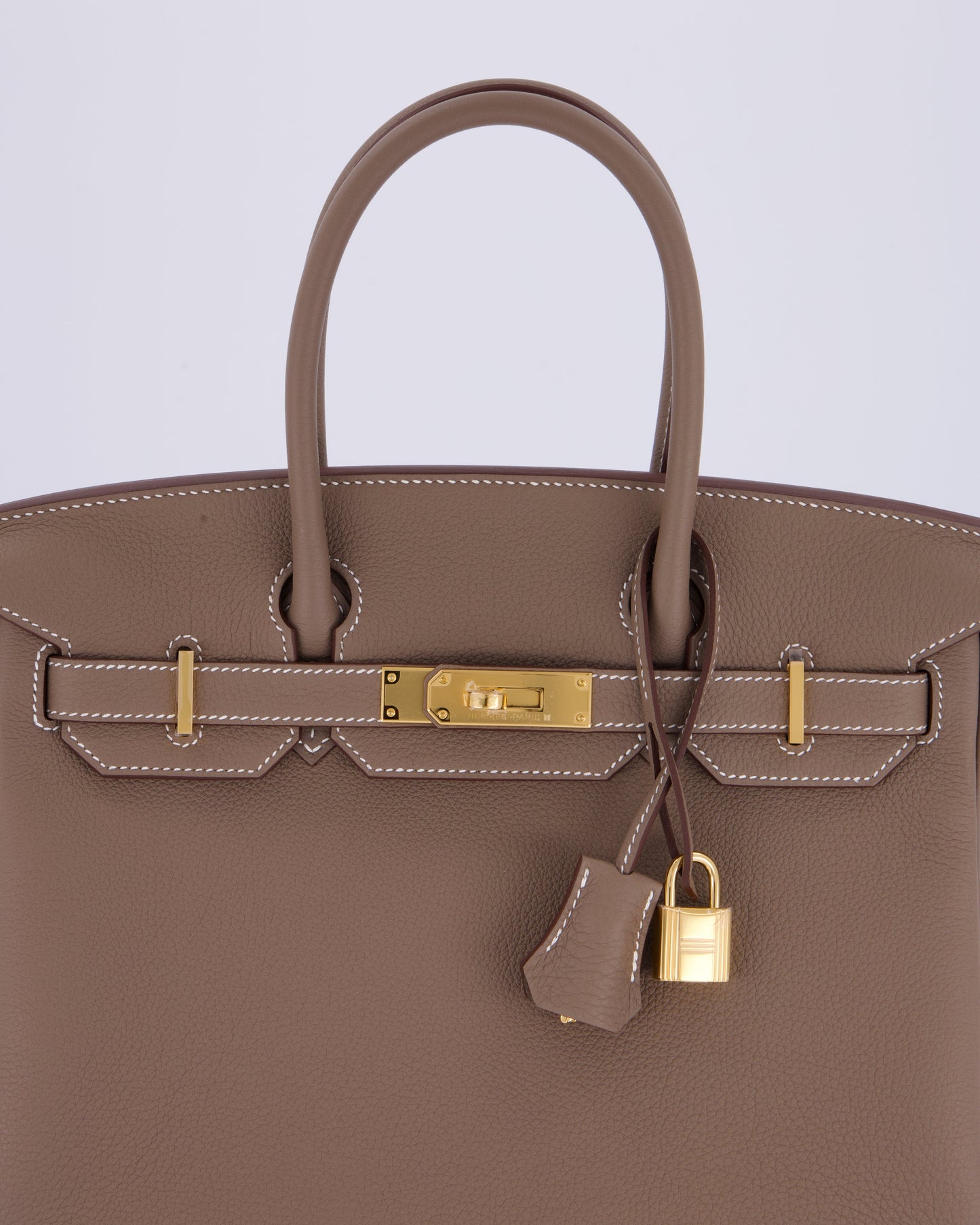 Hermes Birkin 30 Retourne Bag in Etoupe Togo Leather with Gold Hardware