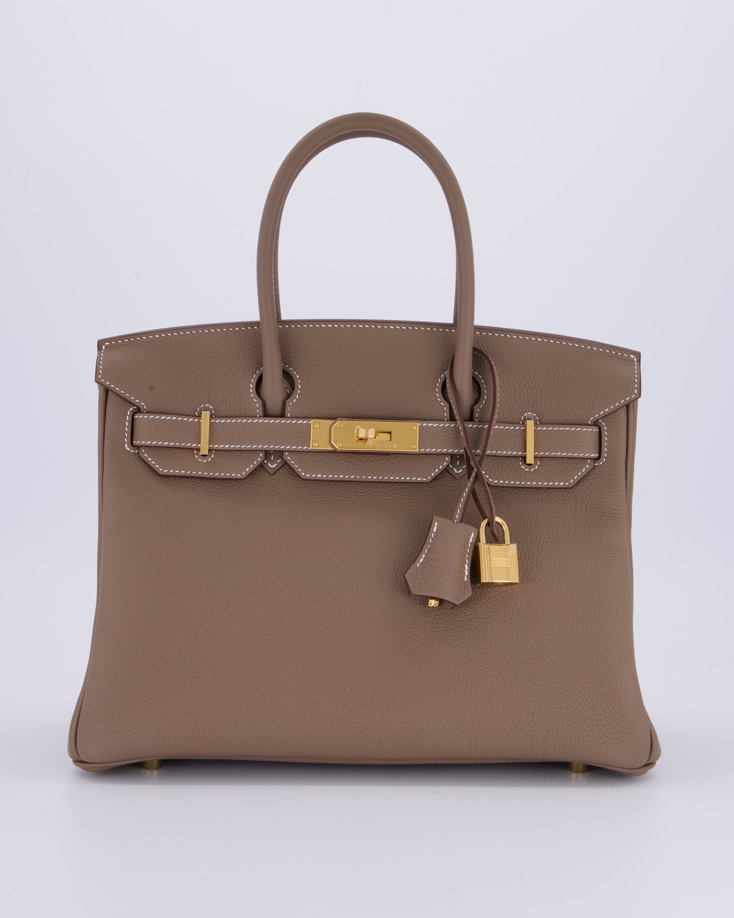 Hermes Birkin 30 Retourne Bag in Etoupe Togo Leather with Gold Hardware