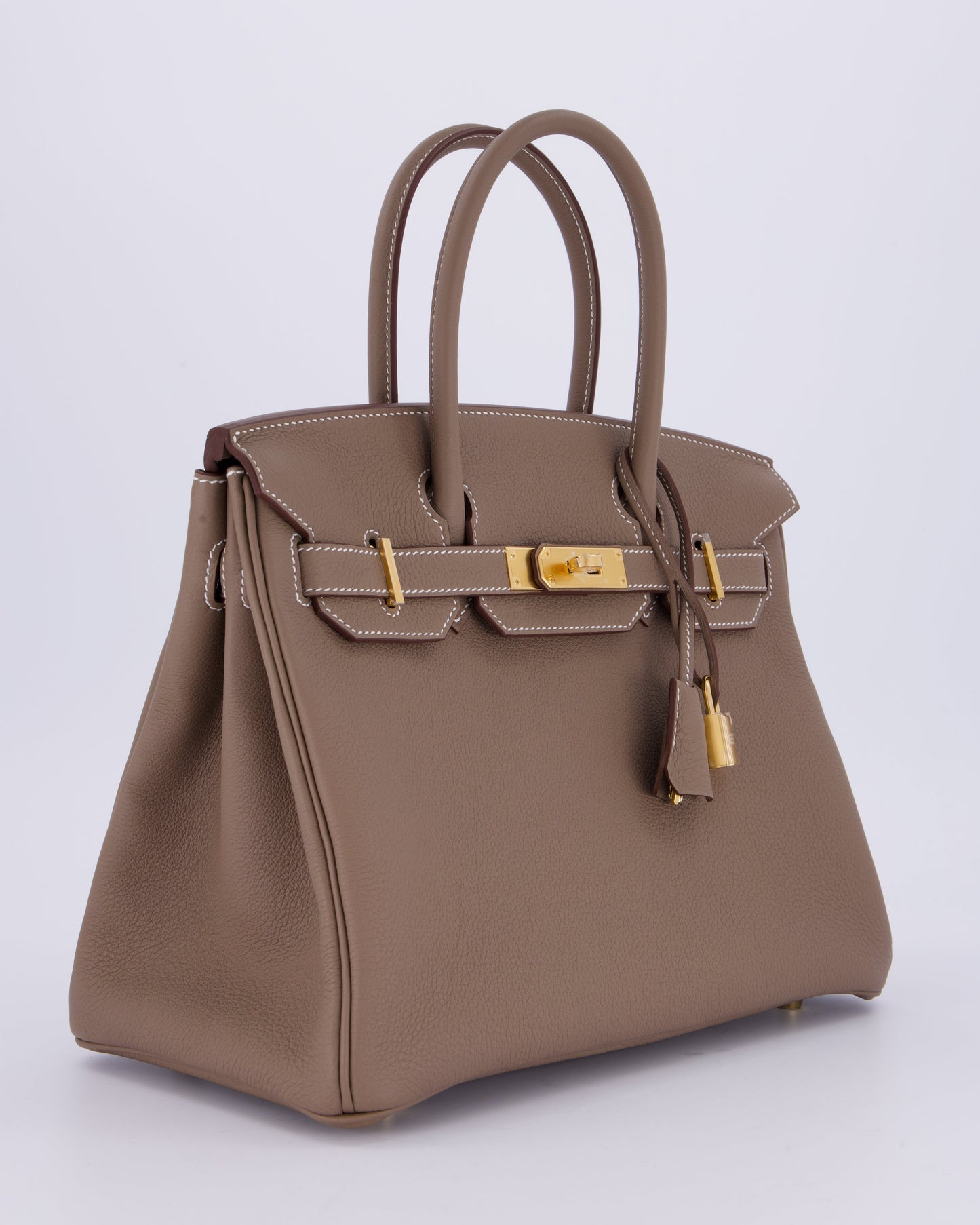 Hermes Birkin 30 Retourne Bag in Etoupe Togo Leather with Gold Hardware