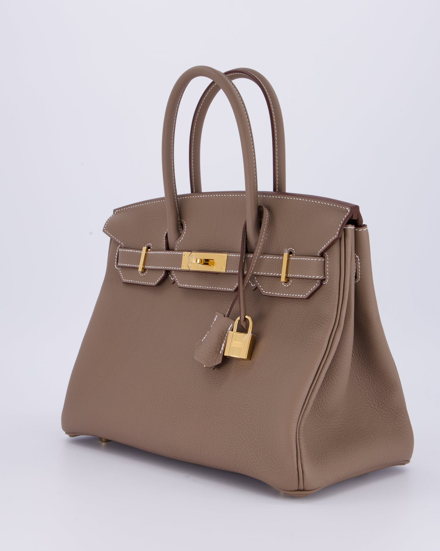 Hermes Birkin 30 Retourne Bag in Etoupe Togo Leather with Gold Hardware