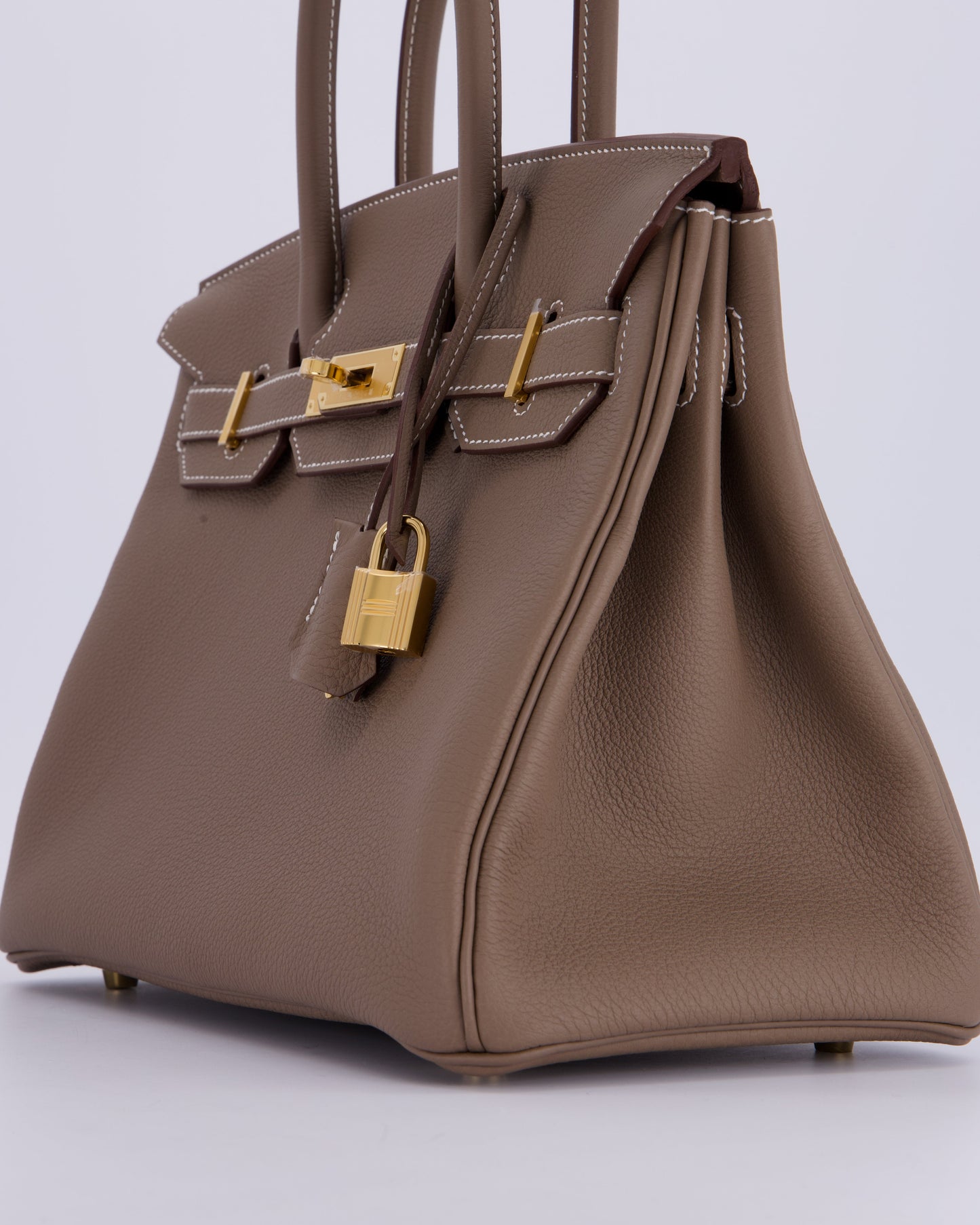 Hermes Birkin 30 Retourne Bag in Etoupe Togo Leather with Gold Hardware