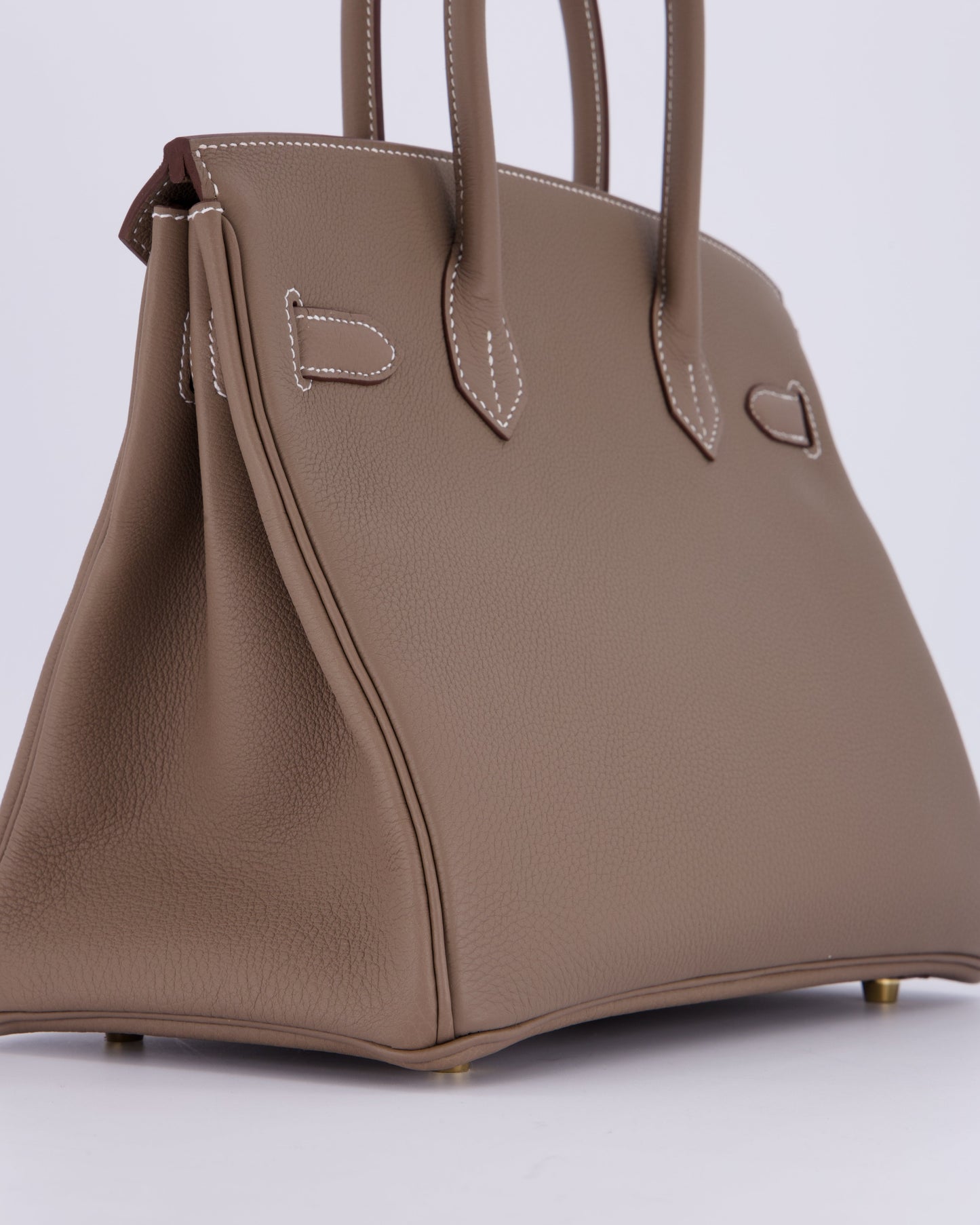 Hermes Birkin 30 Retourne Bag in Etoupe Togo Leather with Gold Hardware