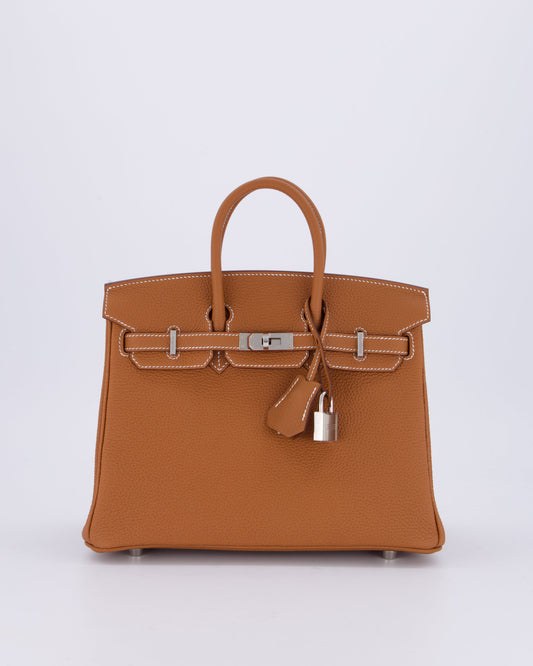 Hermes Birkin 25 Retourne Gold Togo Leather with Palladium Hardware
