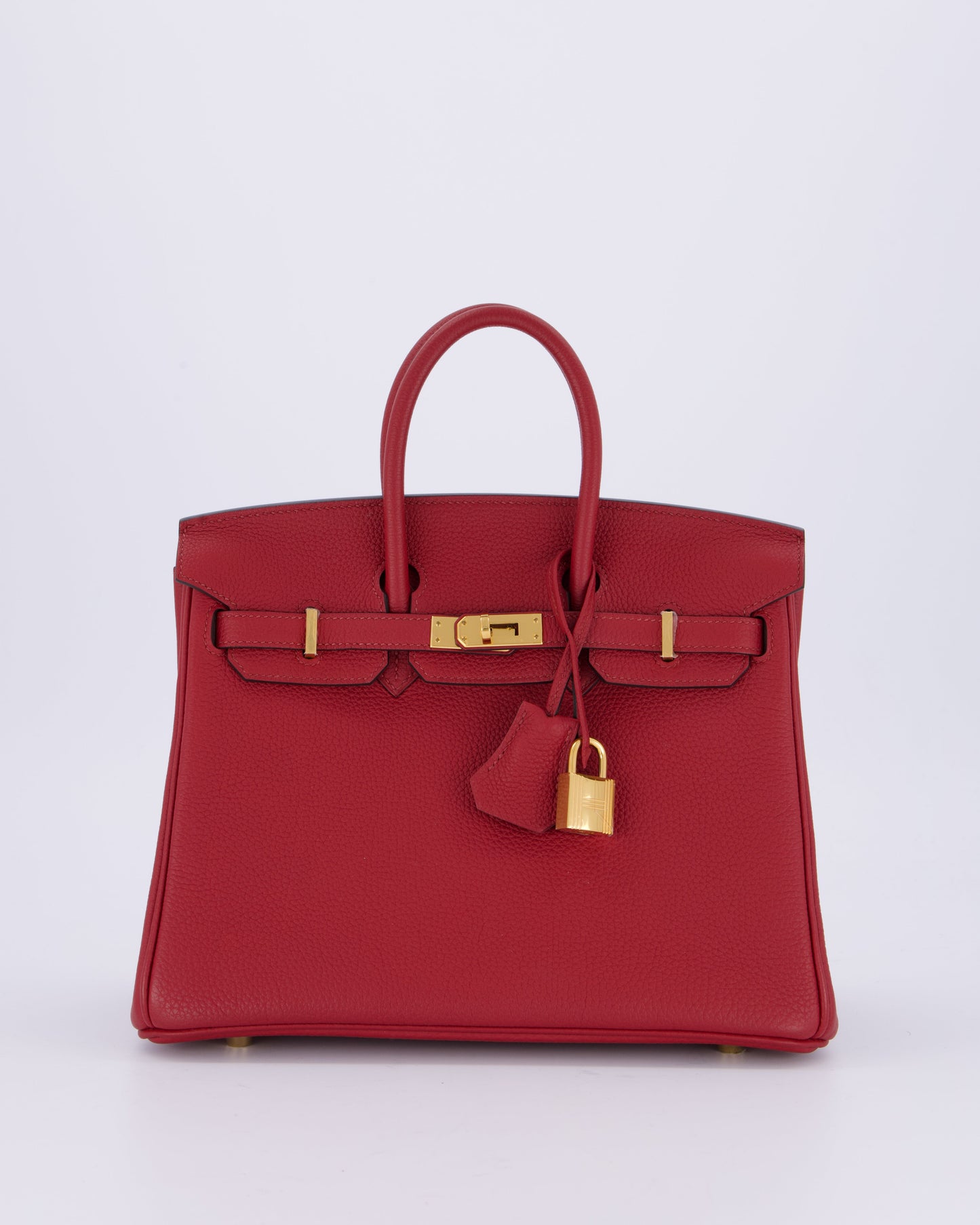 Hermes Birkin 25 Retourne Bag in Rouge Grenat Togo Leather with Gold Hardware
