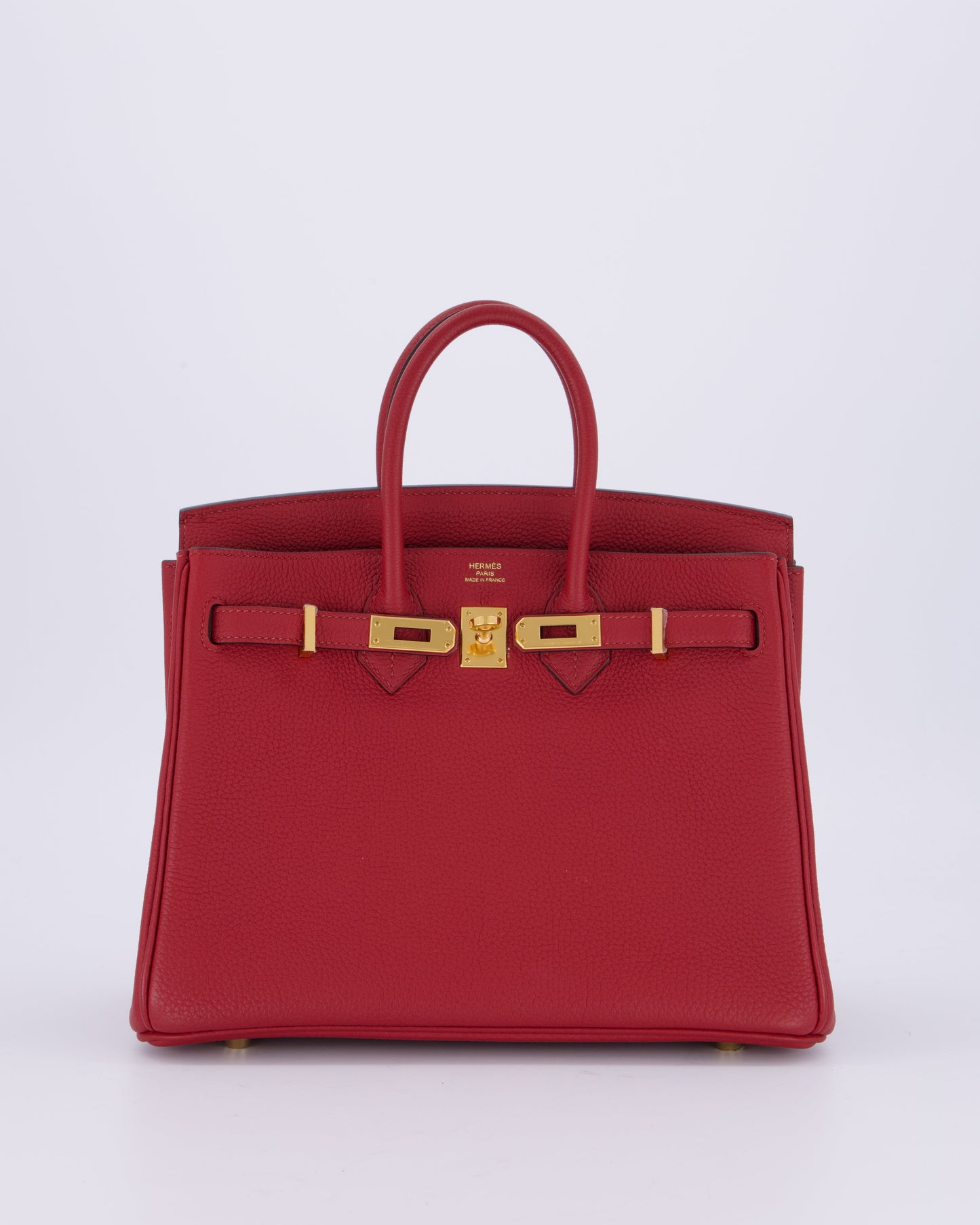 Hermes Birkin 25 Retourne Bag in Rouge Grenat Togo Leather with Gold Hardware