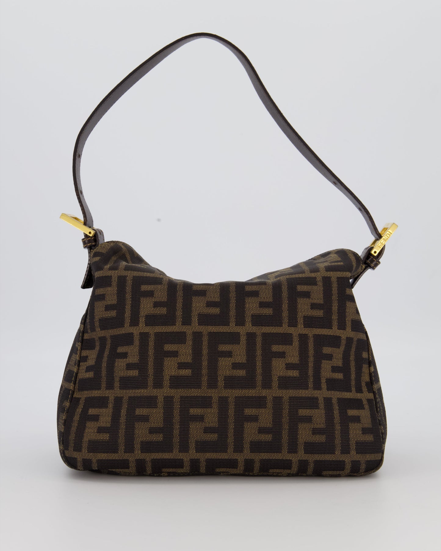 Fendi Brown Vintage Zucca Tobacco Bag in Monogram Canvas and Leather with Gold Hardware