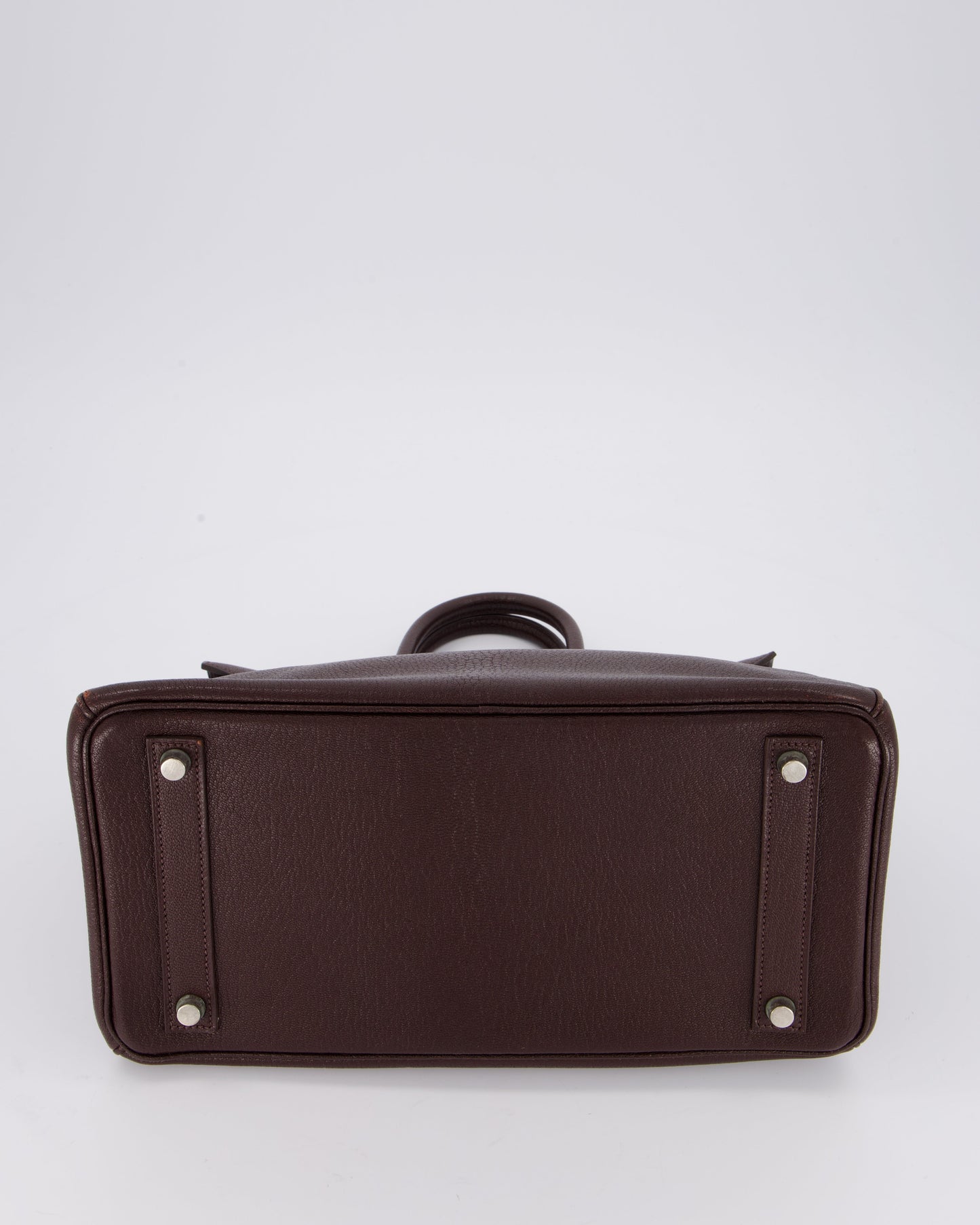 *RARE* Hermes HAC 32 Bag in Chocolat Chèvre Mysore Leather with Palladium Hardware