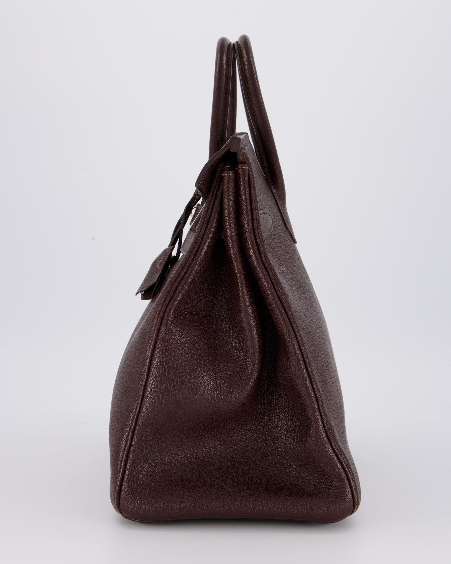 *RARE* Hermes HAC 32 Bag in Chocolat Chèvre Mysore Leather with Palladium Hardware