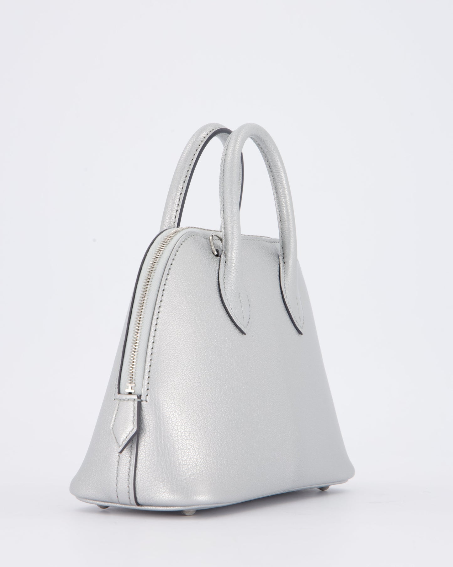 *HOT* Hermes Mini Bolide Bag in Argent Chevre Chamkila Leather with Palladium Hardware