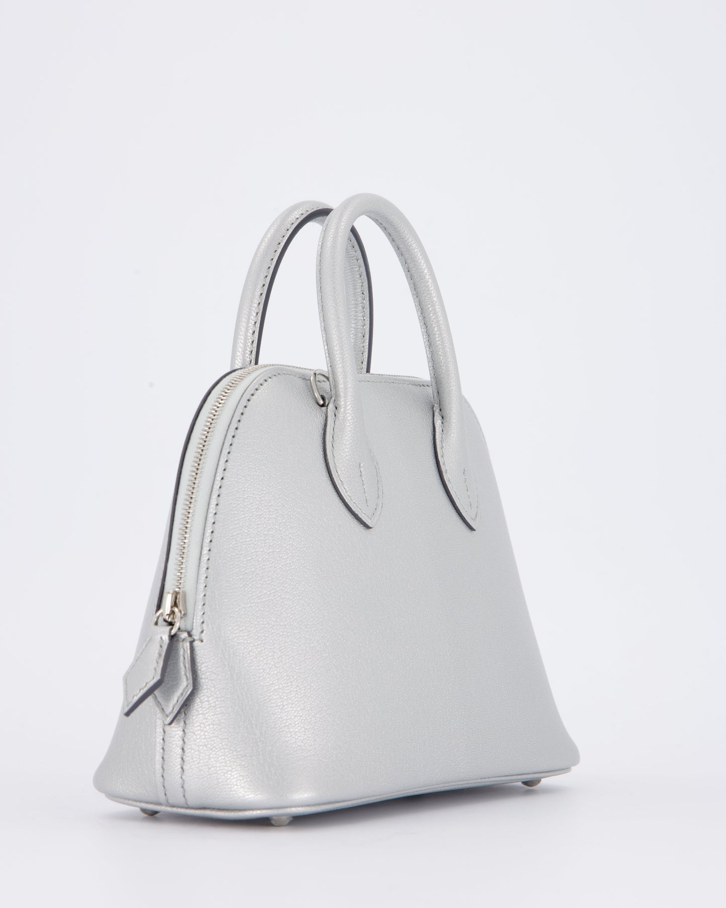 *HOT* Hermes Mini Bolide Bag in Argent Chevre Chamkila Leather with Palladium Hardware