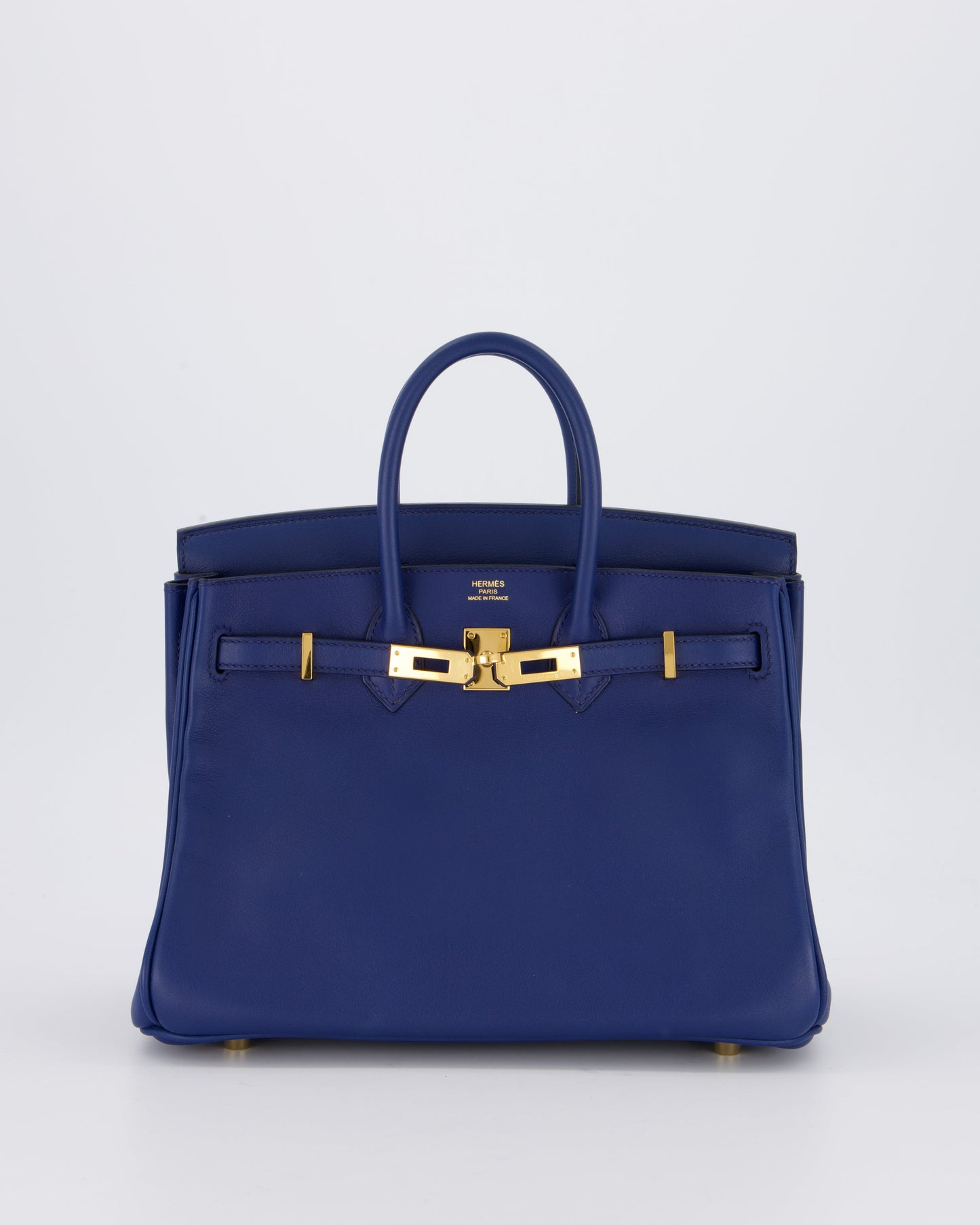 Hermes Birkin 25 Retourne Bag in Bleu Saphir Swift Leather with Gold Hardware
