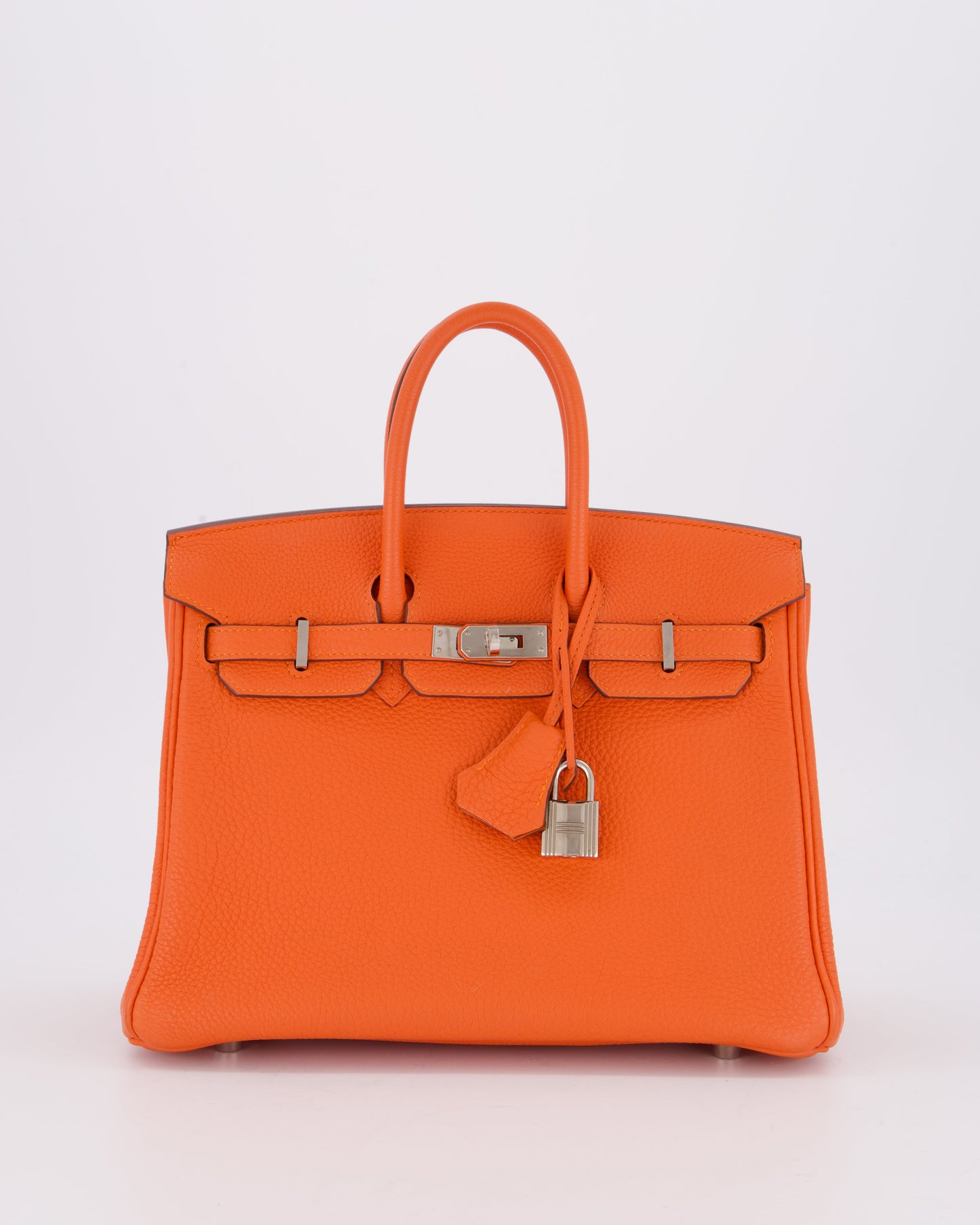 Hermes Birkin 25 Retourne Bag in Feu Togo Leather with Palladium Hardware