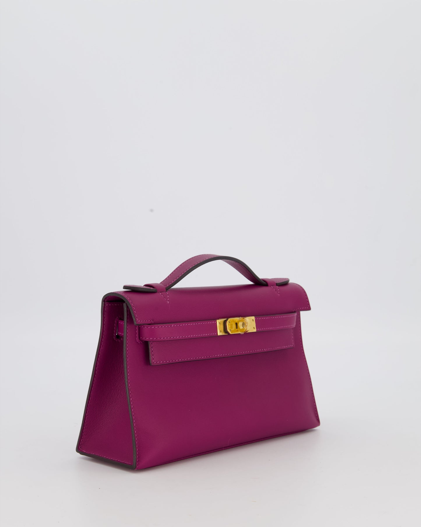 *RARE COLOUR* Hermes Kelly Pochette Bag in Anemone Swift Leather and Gold Hardware