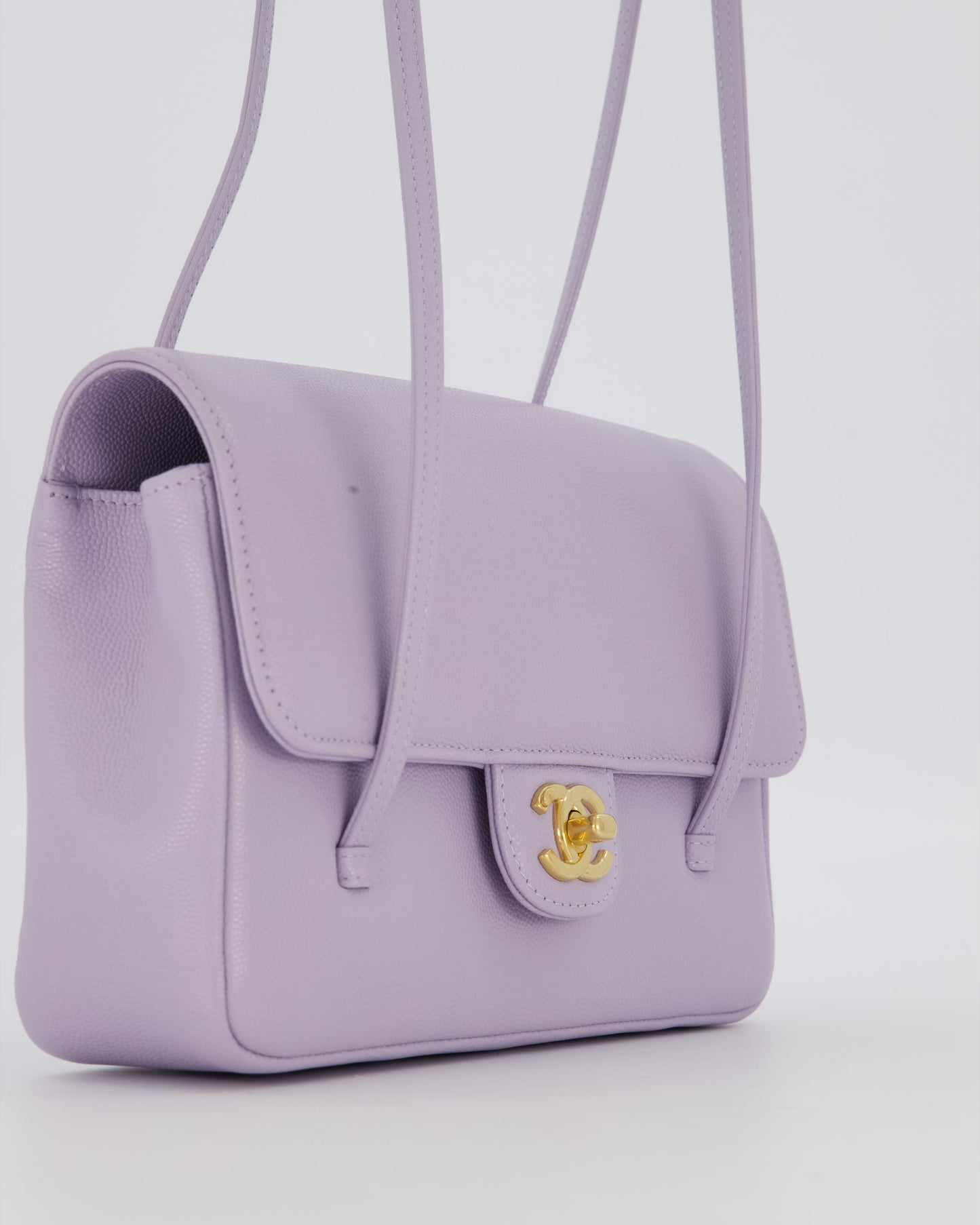 *RARE* Chanel Lilac 26S Preppy Coco Small Flap Bag in Shiny Caviar Leather With Gold Hardware