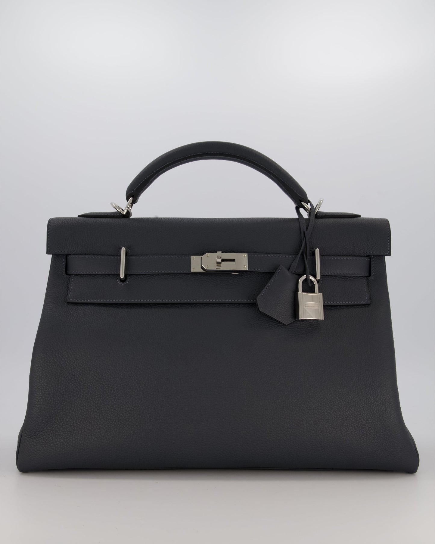 *RARE* Hermes Kelly 42 Maxi Retourne Bag in Gris Misty Togo Leather with Palladium Hardware