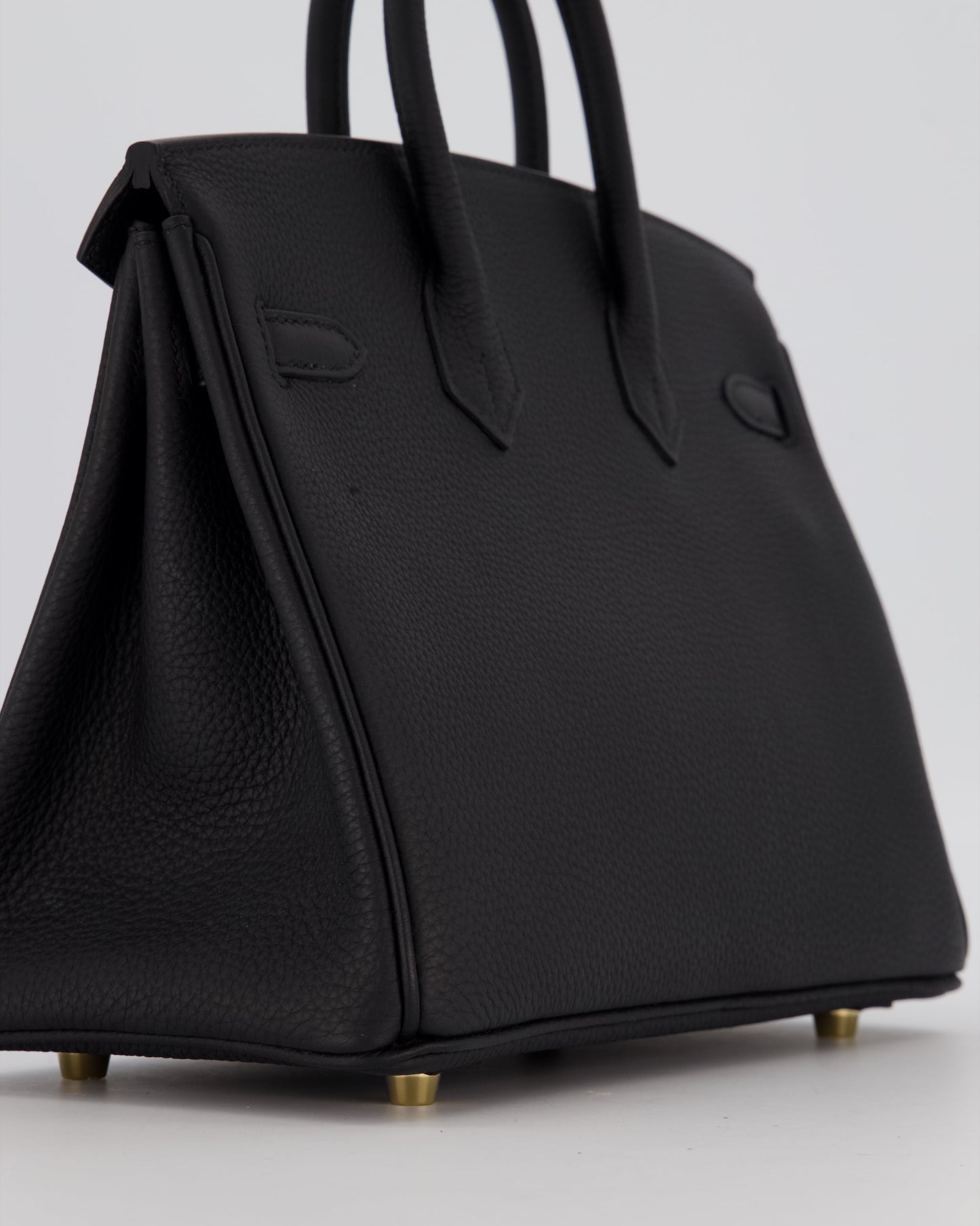 *RARE* Hermes Birkin 25 Retourne Bag in Noir Togo Leather with Gold Hardware