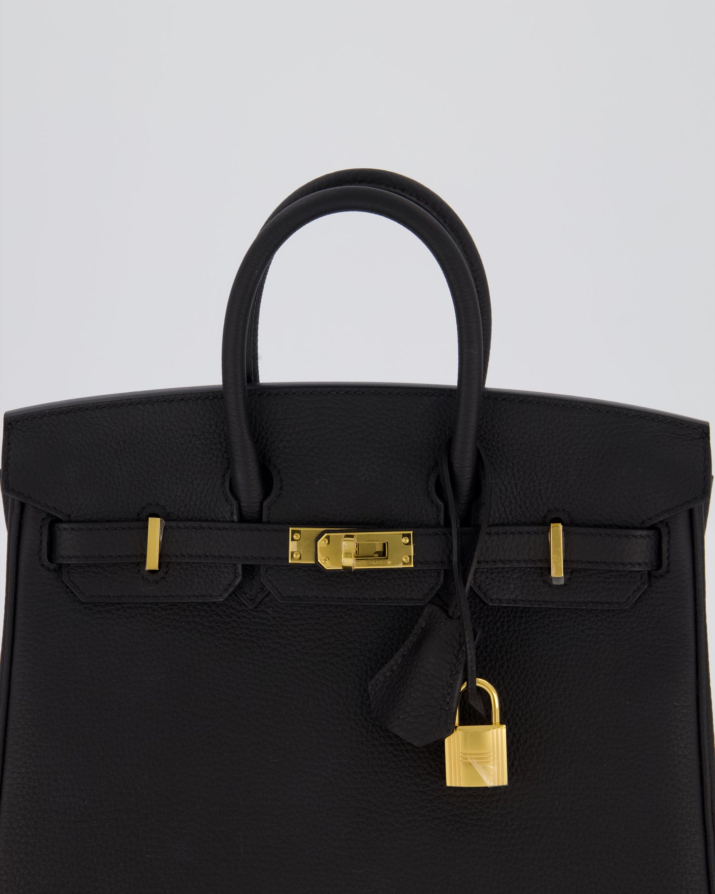 *RARE* Hermes Birkin 25 Retourne Bag in Noir Togo Leather with Gold Hardware