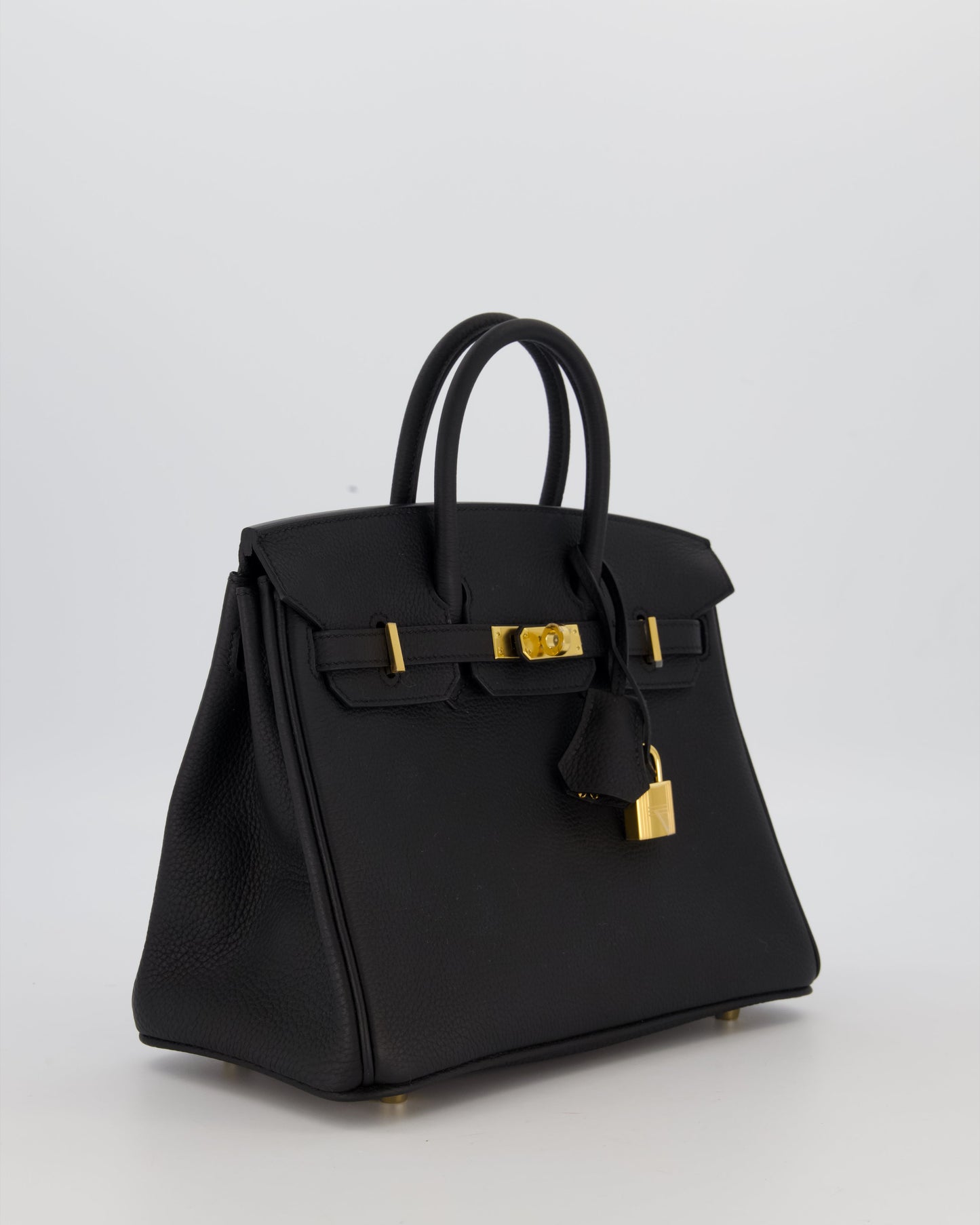 *RARE* Hermes Birkin 25 Retourne Bag in Noir Togo Leather with Gold Hardware
