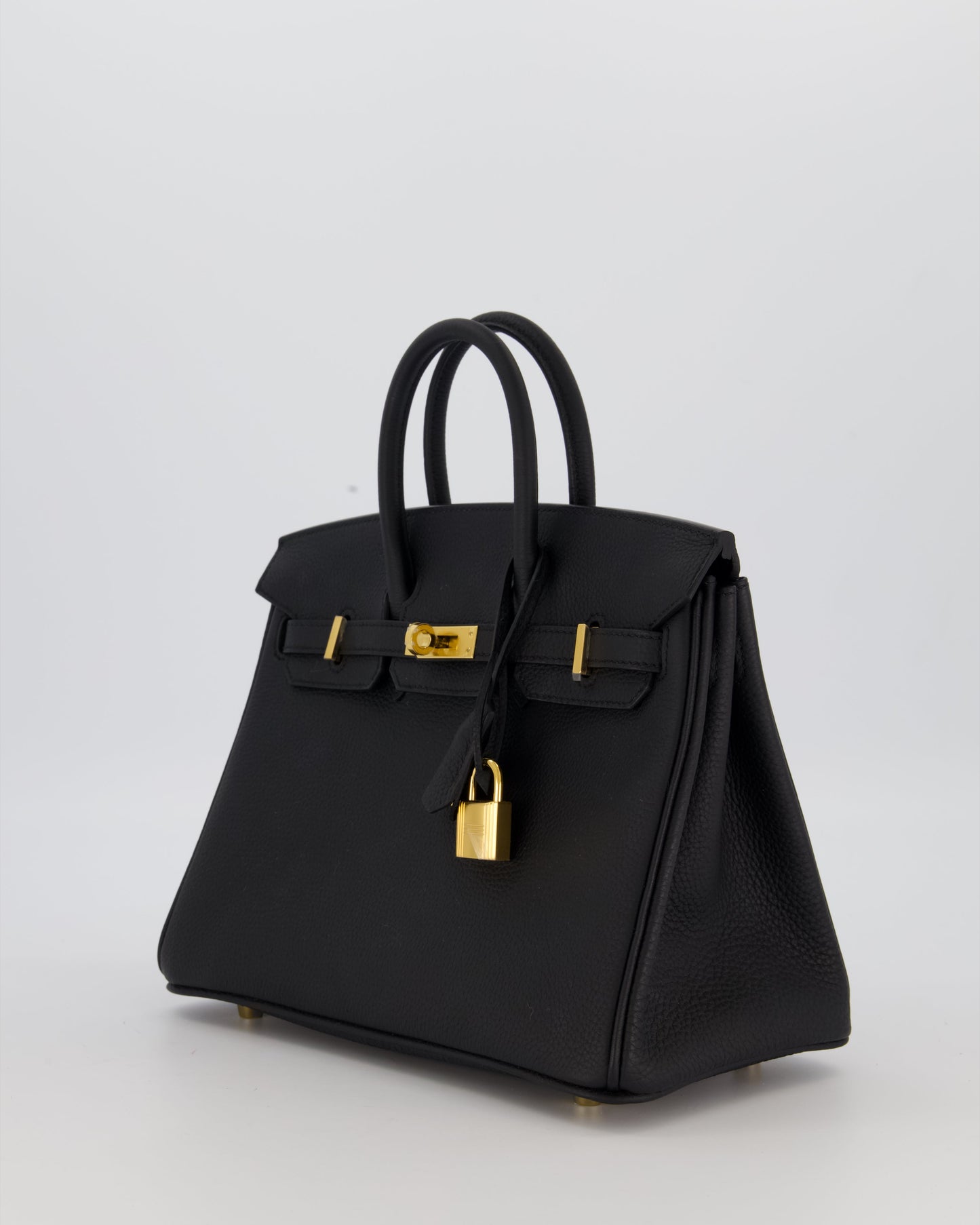 *RARE* Hermes Birkin 25 Retourne Bag in Noir Togo Leather with Gold Hardware