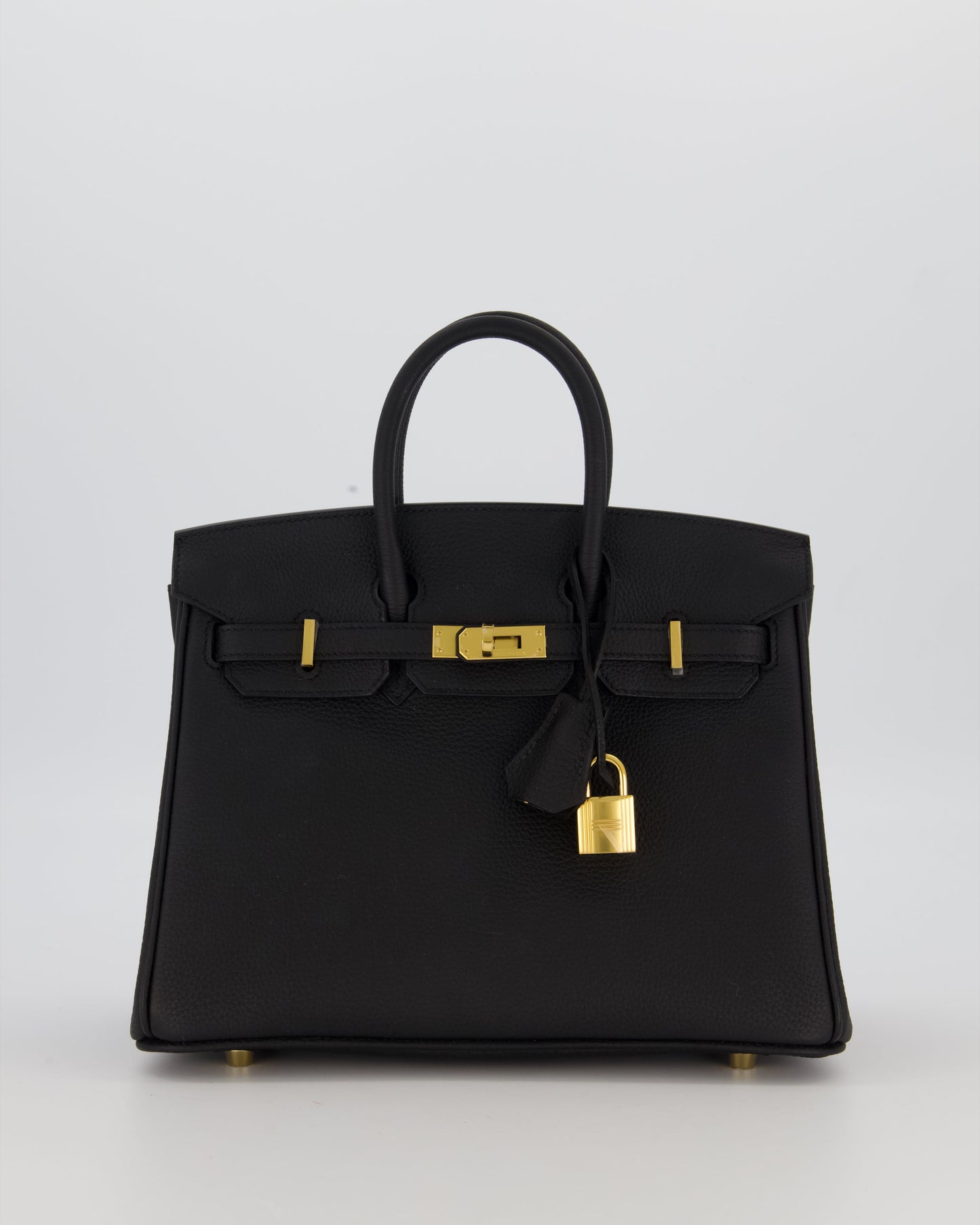 *RARE* Hermes Birkin 25 Retourne Bag in Noir Togo Leather with Gold Hardware