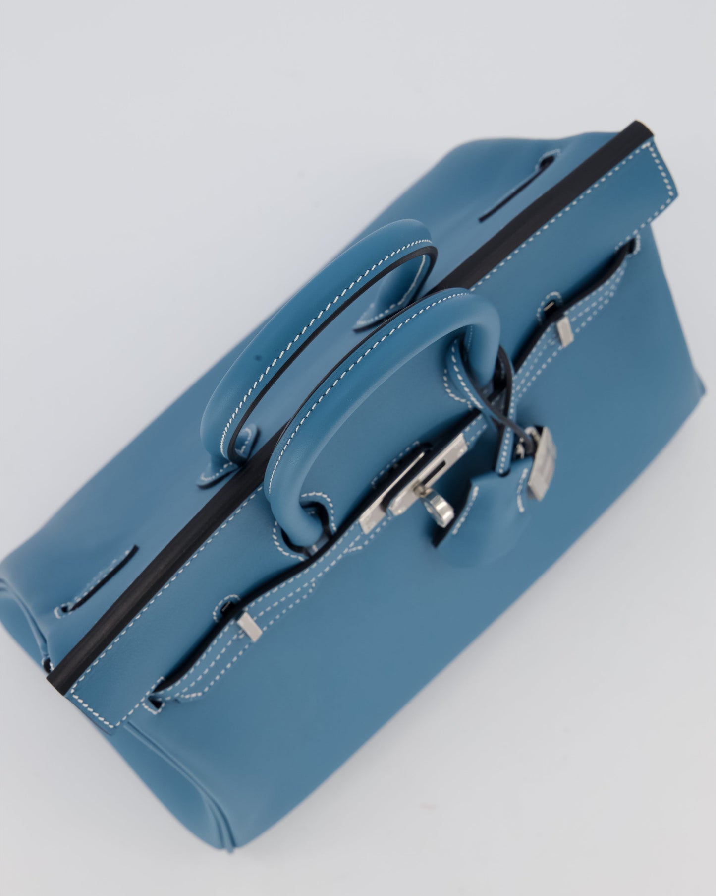 *RARE* Hermes Birkin 25 Retourne Bag in Bleu Jean Swift Leather with Palladium Hardware